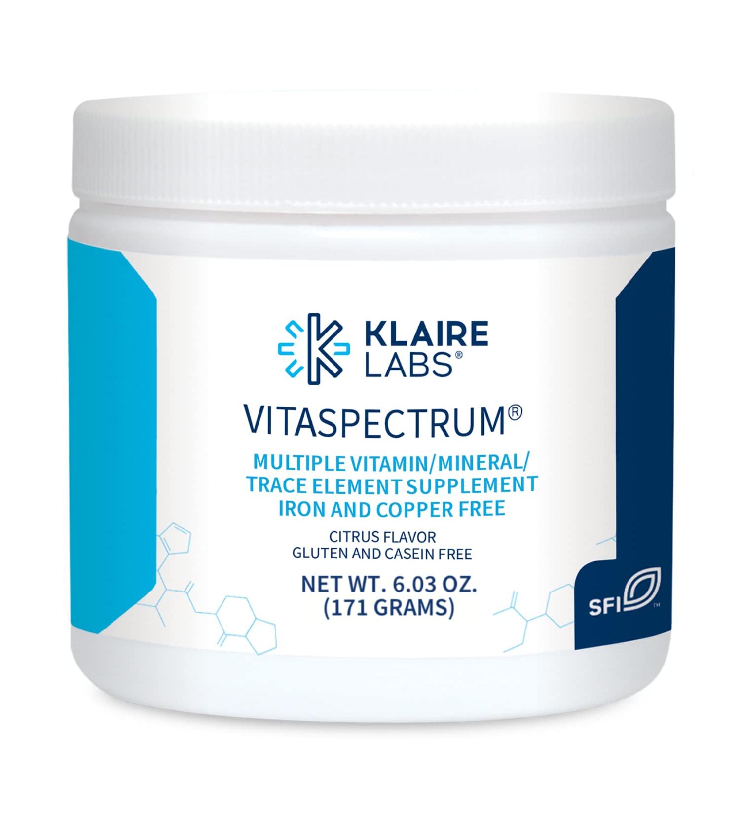 Klaire Labs VitaSpectrum Powder for Kids - 30 Servings, 171g - Citrus Flavor, No Copper, Iron, Gluten or Casein - Daily Children's Multivitamin with 23 Essential Nutrients - Buy Online on GoSupps.com