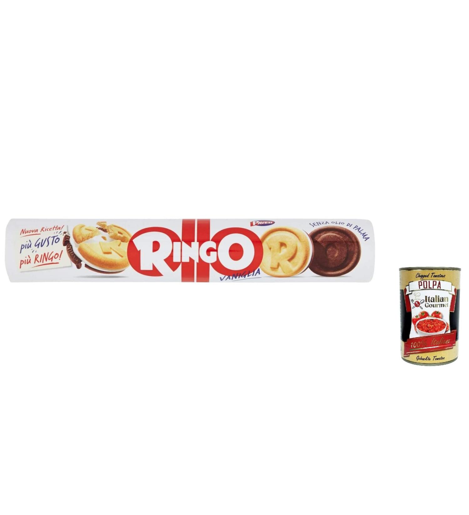  Italian Gourmet E.R. Pavesi Ringo Vanilla Biscuits 165g Italian Biscuits Snack Cookies + Italian Gourmet Polpa 400g - Buy Online on GoSupps.com