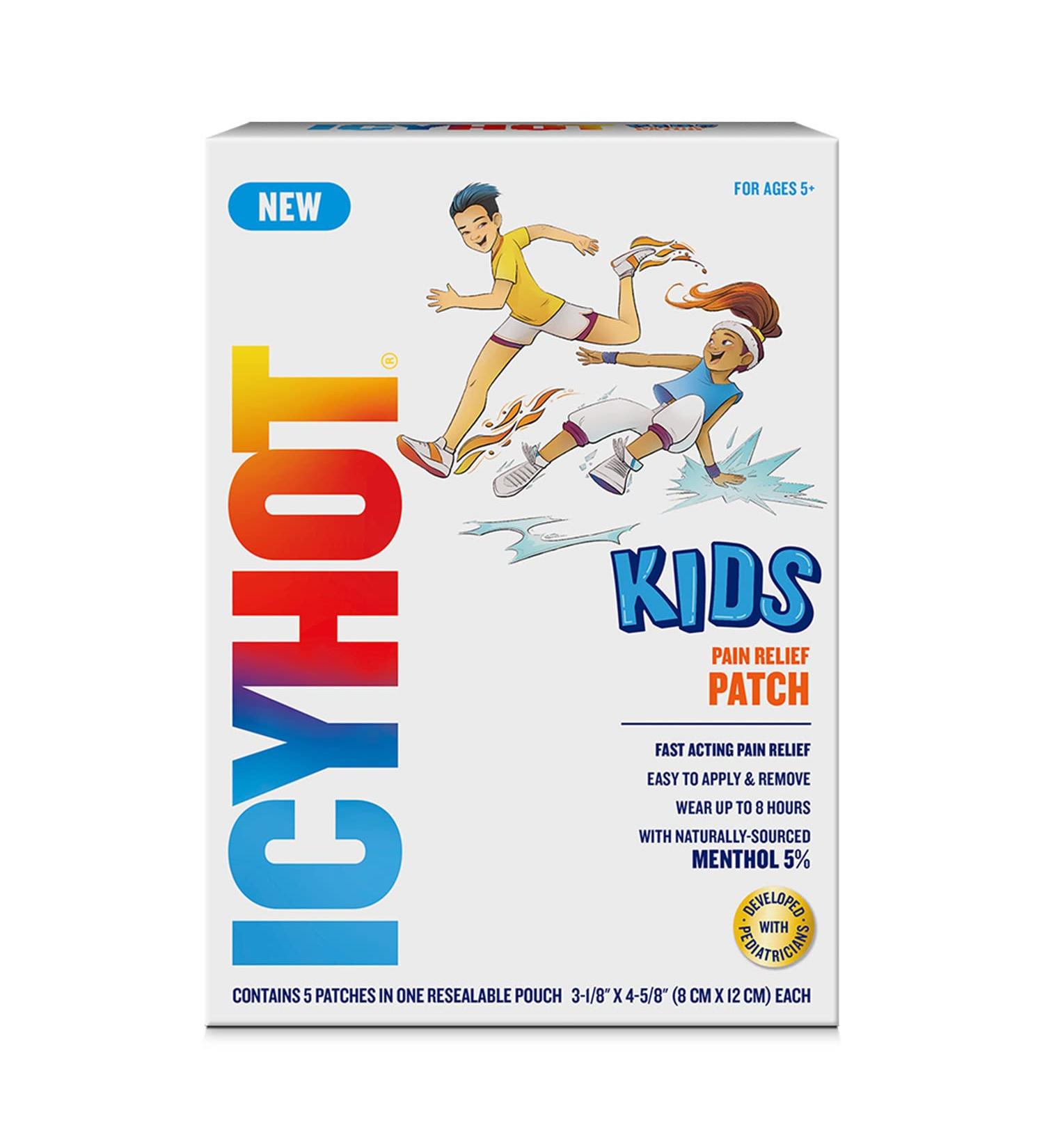 Icy Hot Kids Pain Relief Patches | 5 Ct | 5% Naturally-Sourced Menthol | Pediatrician-Approved - Buy Online on GoSupps.com