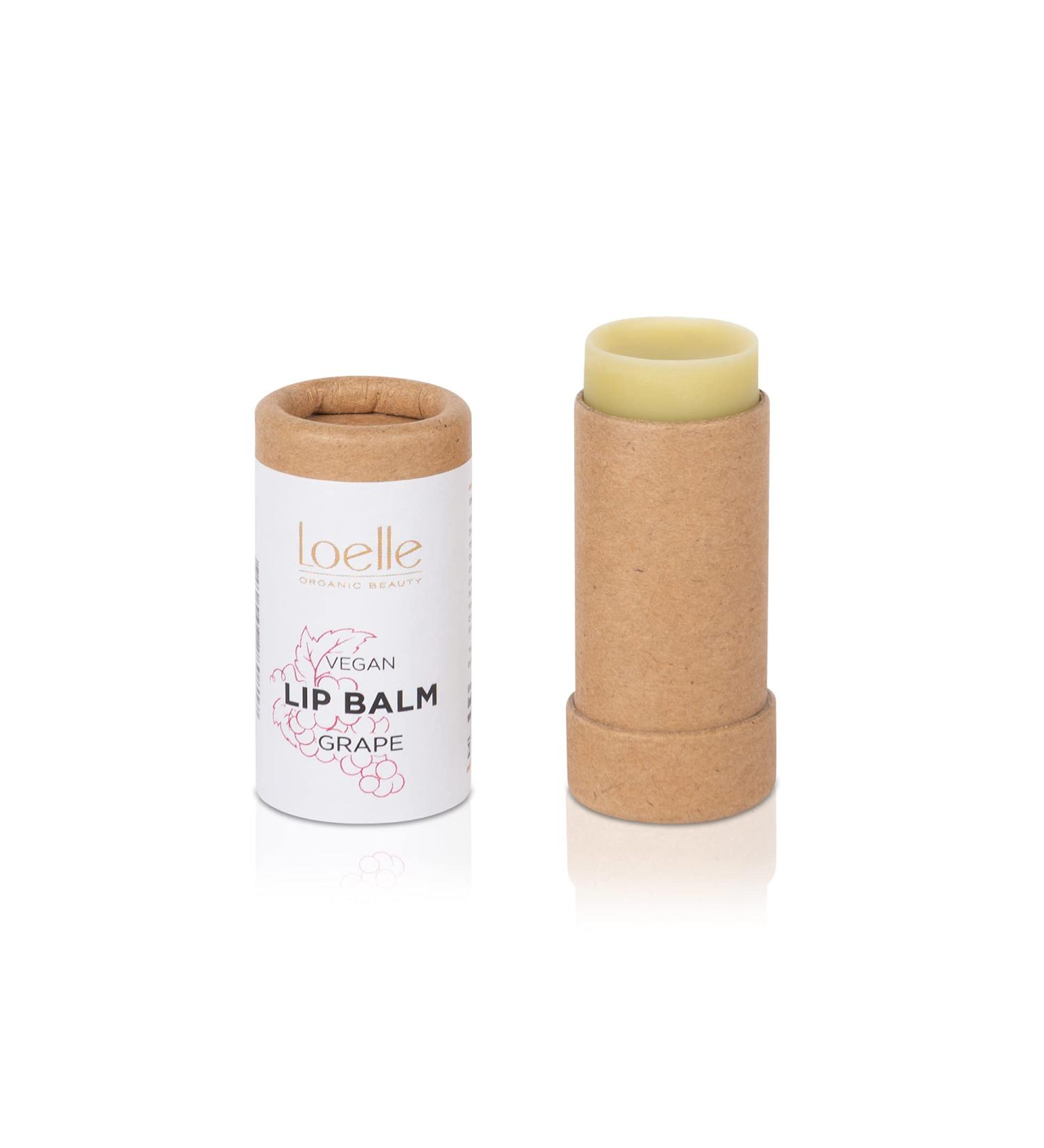 Loelle Grape Lip Balm - Perfectly Protected & Moisturised Lips 100% Natural Ingredients Organic Vegan Scented Lip Balms to Prevent Dry Cracked & Dull Lips - 1 Piece Light beige