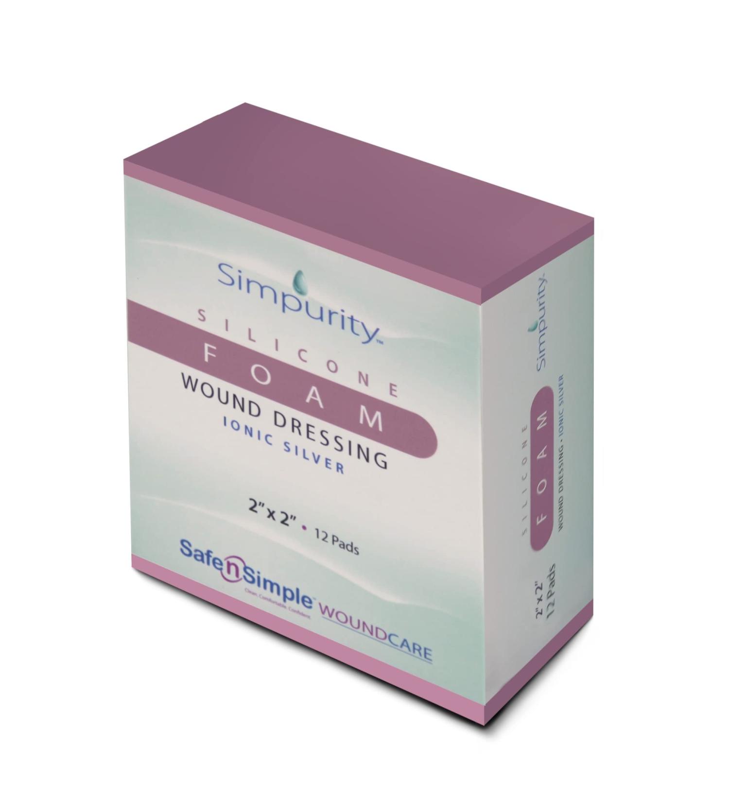 Buy Simpurity Silicone Foam Wound Dressing with Ionic Silver - 2x2 Box of 12 | Fast International Shipping - Buy Online on GoSupps.com