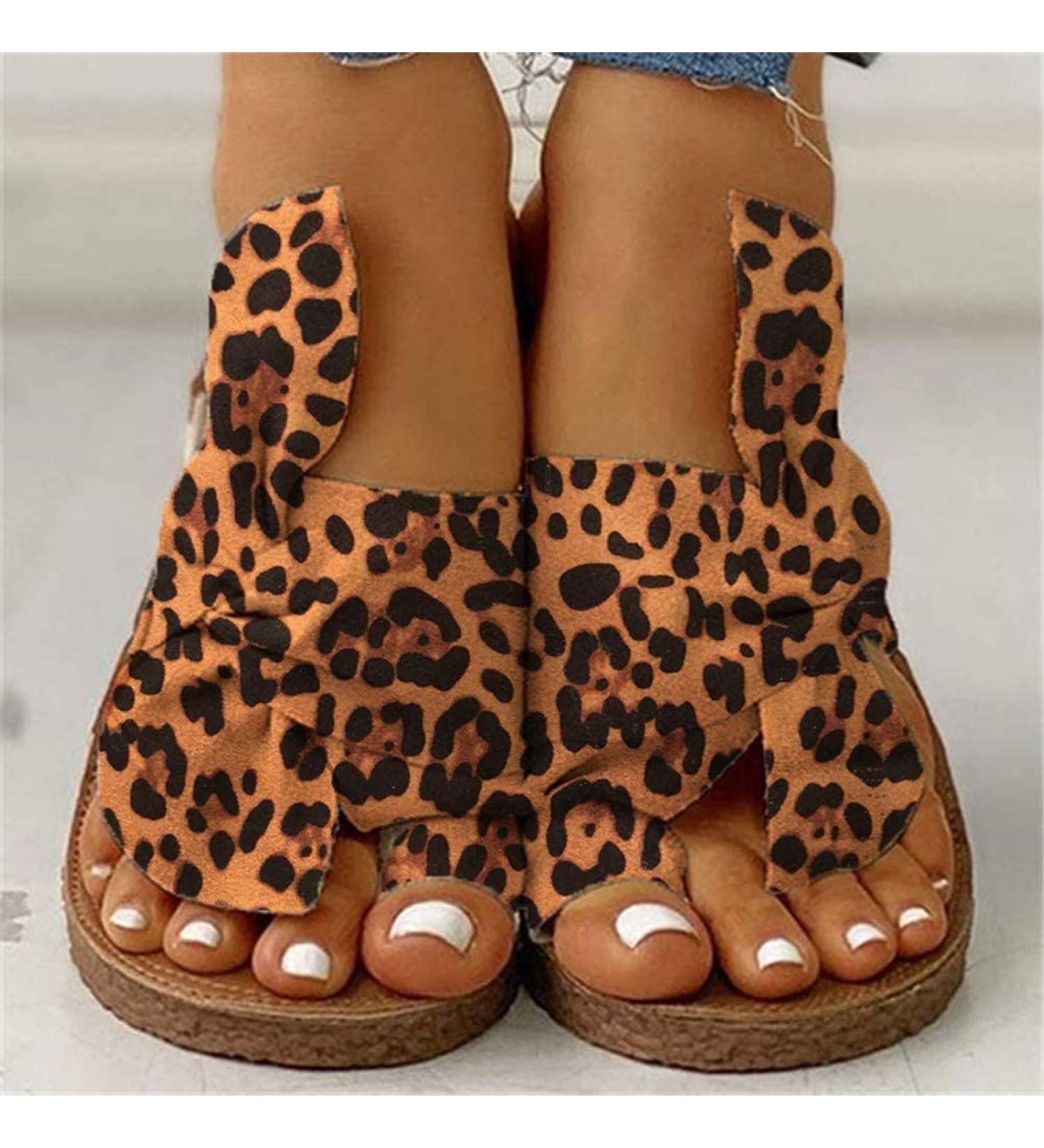 Women's Comfy Platform Sandal Shoes - Bunion Correctors, Ideal for Big Toes, Bent Toes & Pain Relief - Leopard Print, Size 41 - Buy Online on GoSupps.com