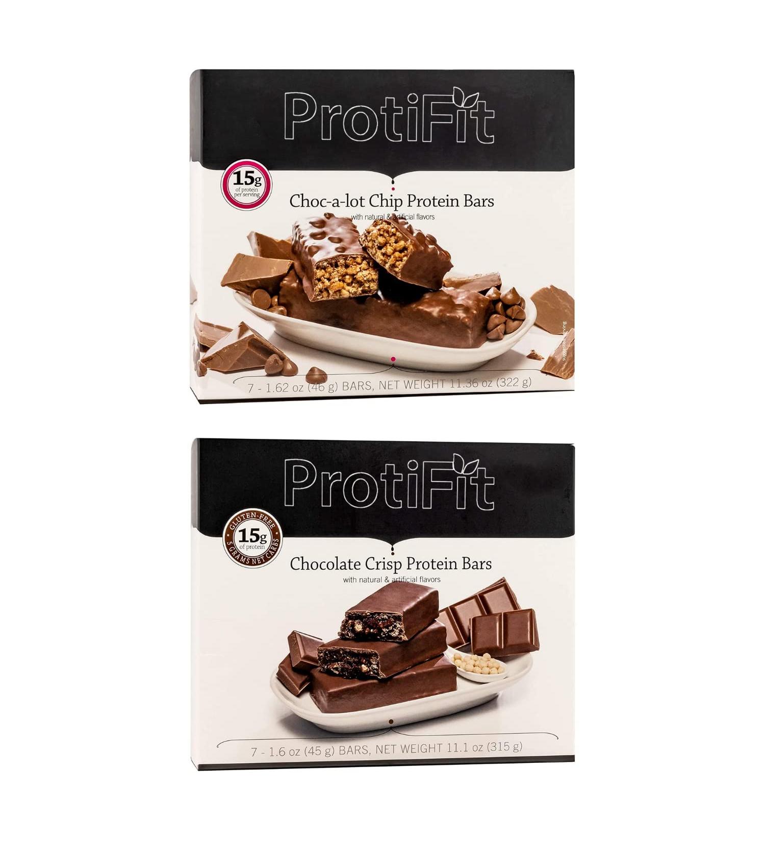 PROTIFIT - Low Calorie Choc-A-Lot Chip & Chocolate Crisp Protein Bar 2 Pack High Protein 15g Protein Low Carb Low Sugar Ideal Protein Compatible 7 Servings Per Box (2 Pack) - Buy Online on GoSupps.com
