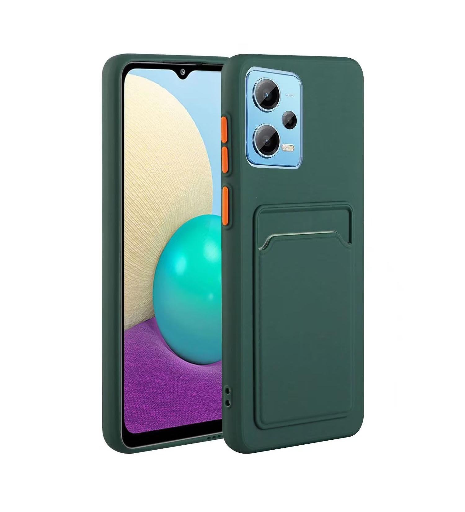 Tivenfezk Nadoli Ultra Thin Silicone Case for Xiaomi Redmi Note 12 Pro 5G | Shockproof Scratch-Resistant TPU Cover with Credit Card Holder - Dark Green - Buy Online on GoSupps.com