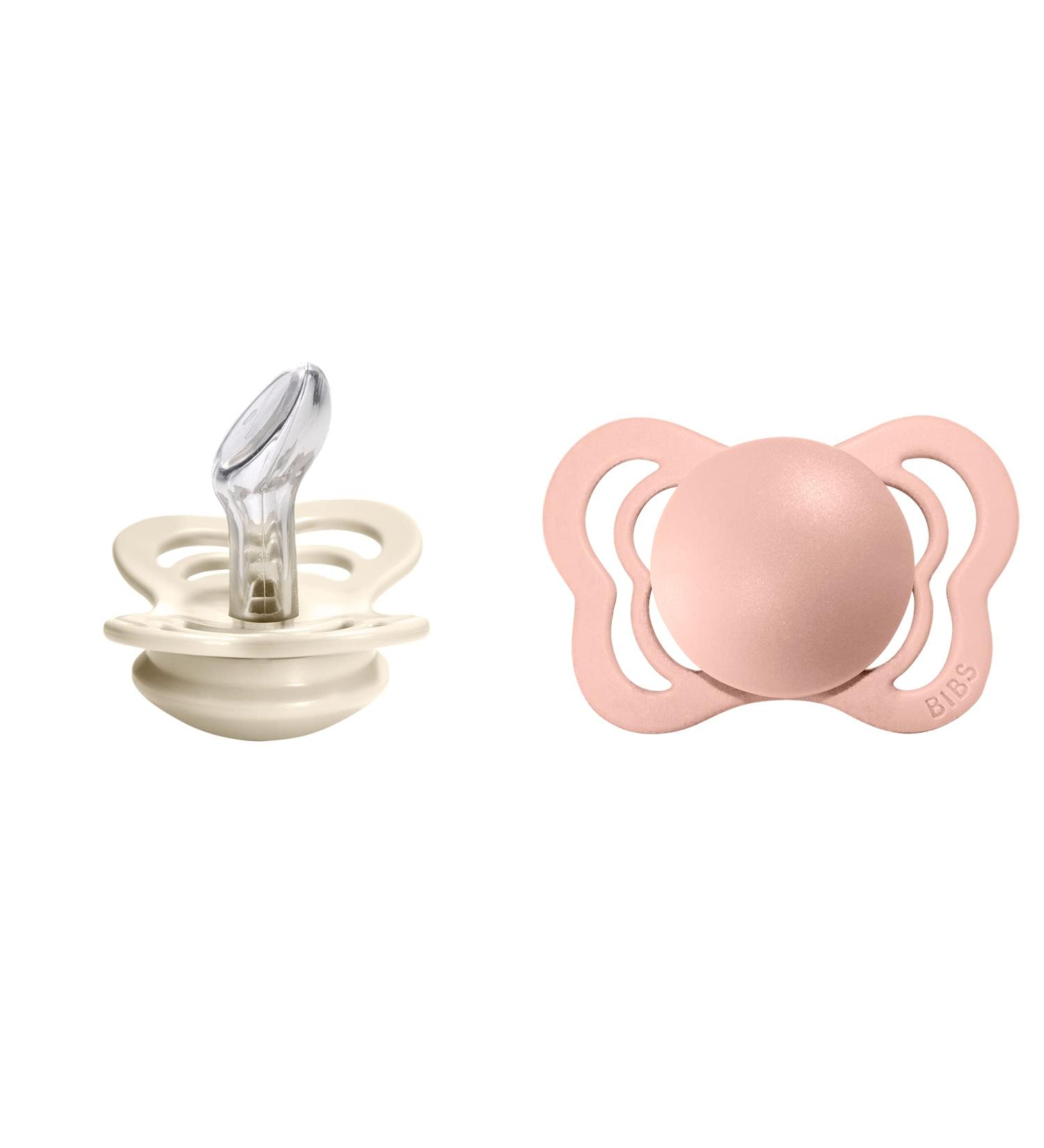 BIBS Couture Baby Pacifier 2-Pack | Made in Denmark | BPA Free | Silicone Size 1 (0-6 Months) Ivory / Blush - Buy Online on GoSupps.com