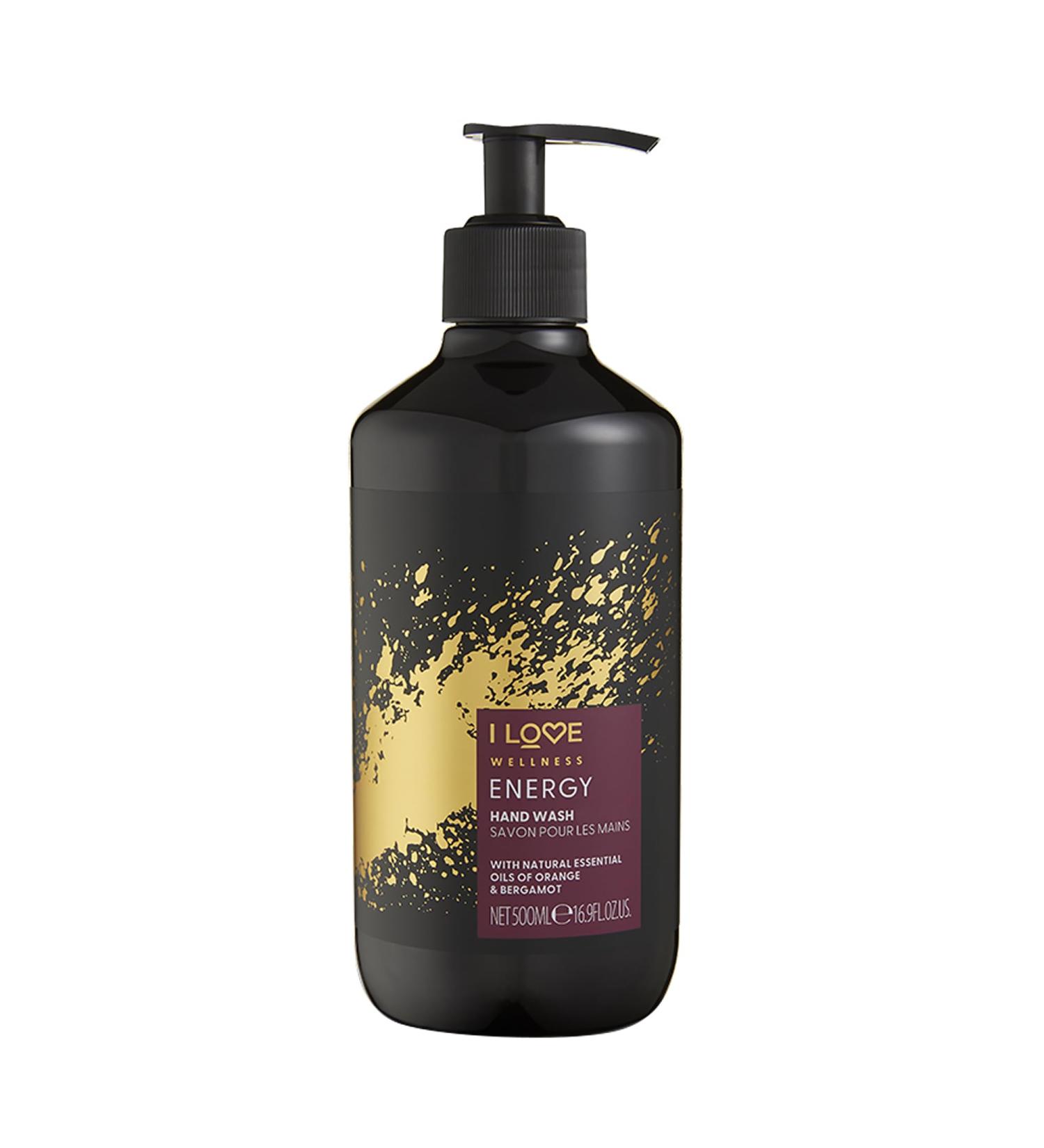 I Love Wellness Energy Hand Wash - Hydrating Hand Soap with Essential Oils - Naturally Fragranced with Cardamom - With Vitamin E - 16.9 oz