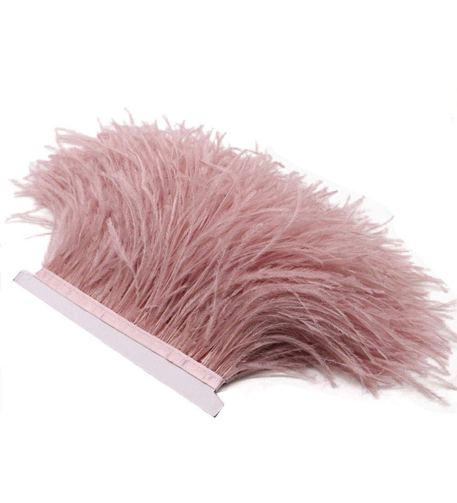 YEQIN 2 Yards Natural Ostrich Feather Fringe Trims - Dress Sewing, Craft, Clothing, Wedding Decor - Mistyrose - Buy Online on GoSupps.com