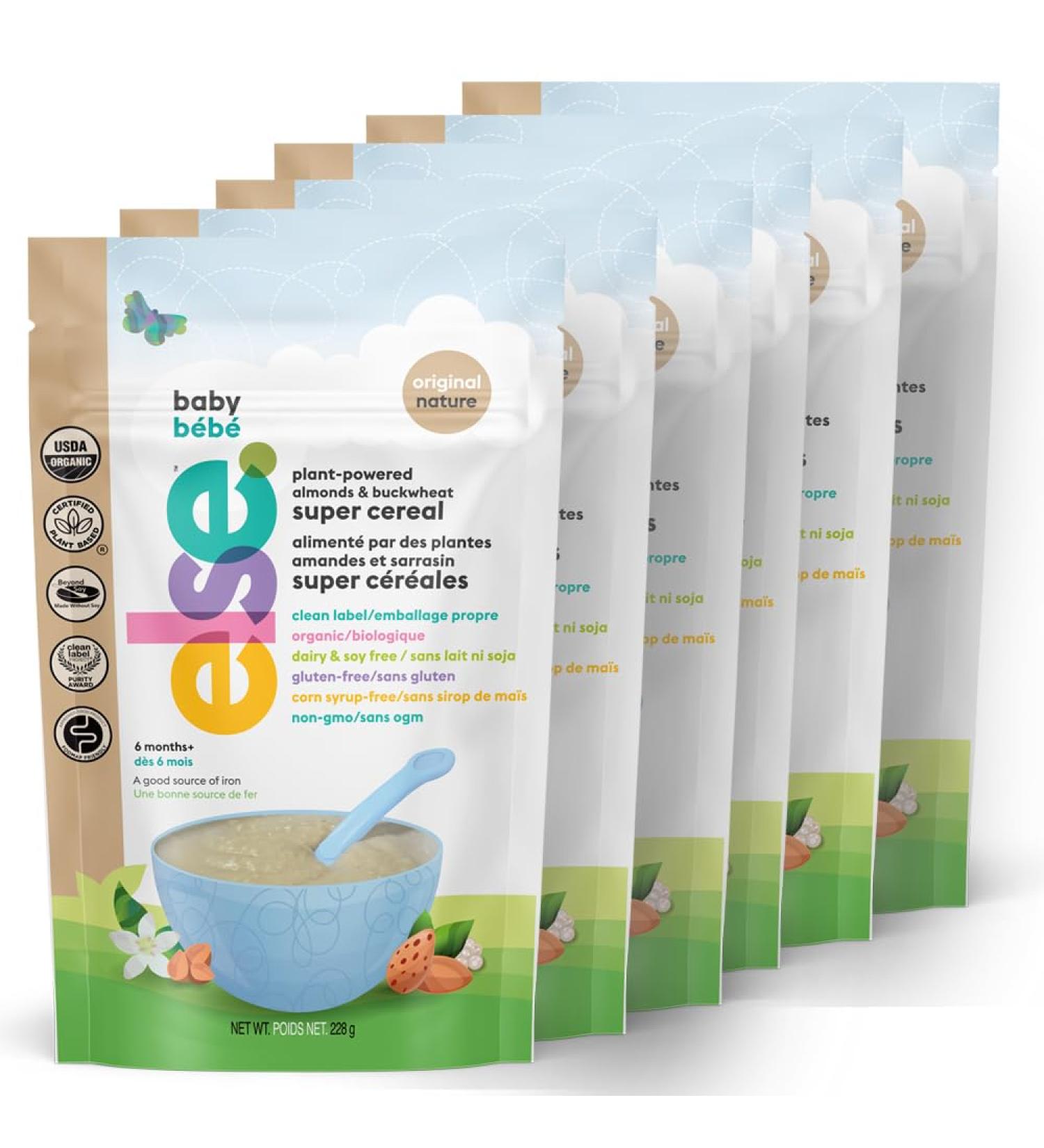 Else Baby Cereal Stage 2 - Almond & Buckwheat Cereal - Plant Based Cereal Baby Food for 6 Months+ - Balanced Made w/Real Whole Foods Clean Label Purity Certified (Original 228g 6-Pack) - Buy Online on GoSupps.com