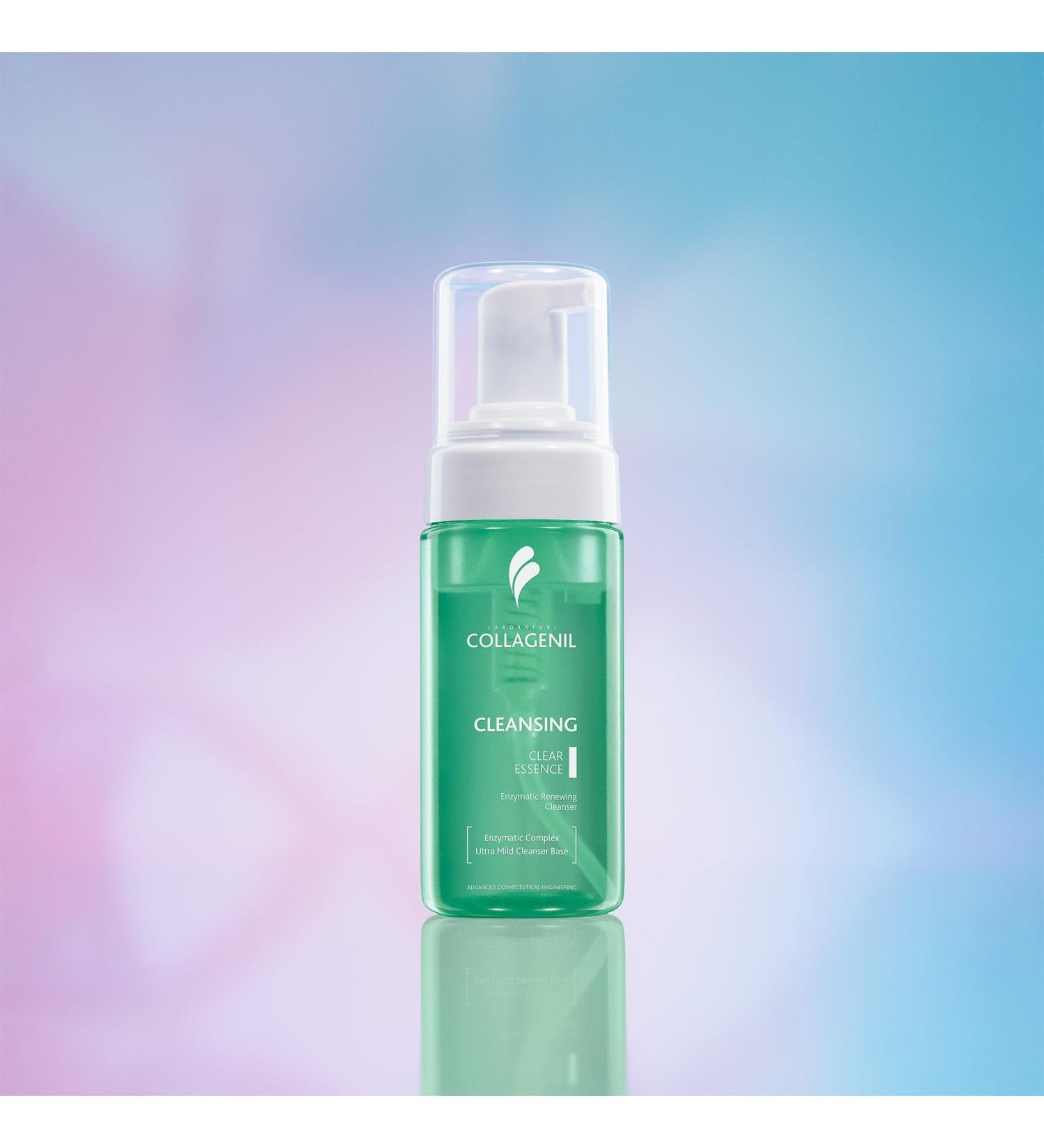 COLLAGENIL Clear Essence Enzymatic Facial Cleansing Foam 6.76 Fl Oz Unscented Cream for Dry Sensitive Skin Cell Renewal