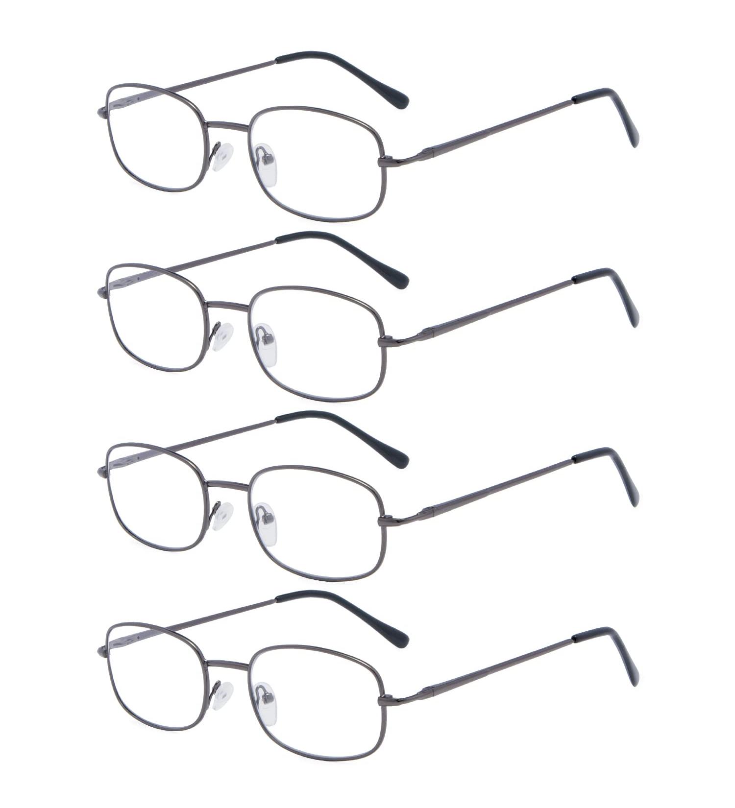 Eyekepper Gunmetal Spring Hinge Reading Glasses - 4 Pack +1.50 Metal Frames - Buy Online on GoSupps.com