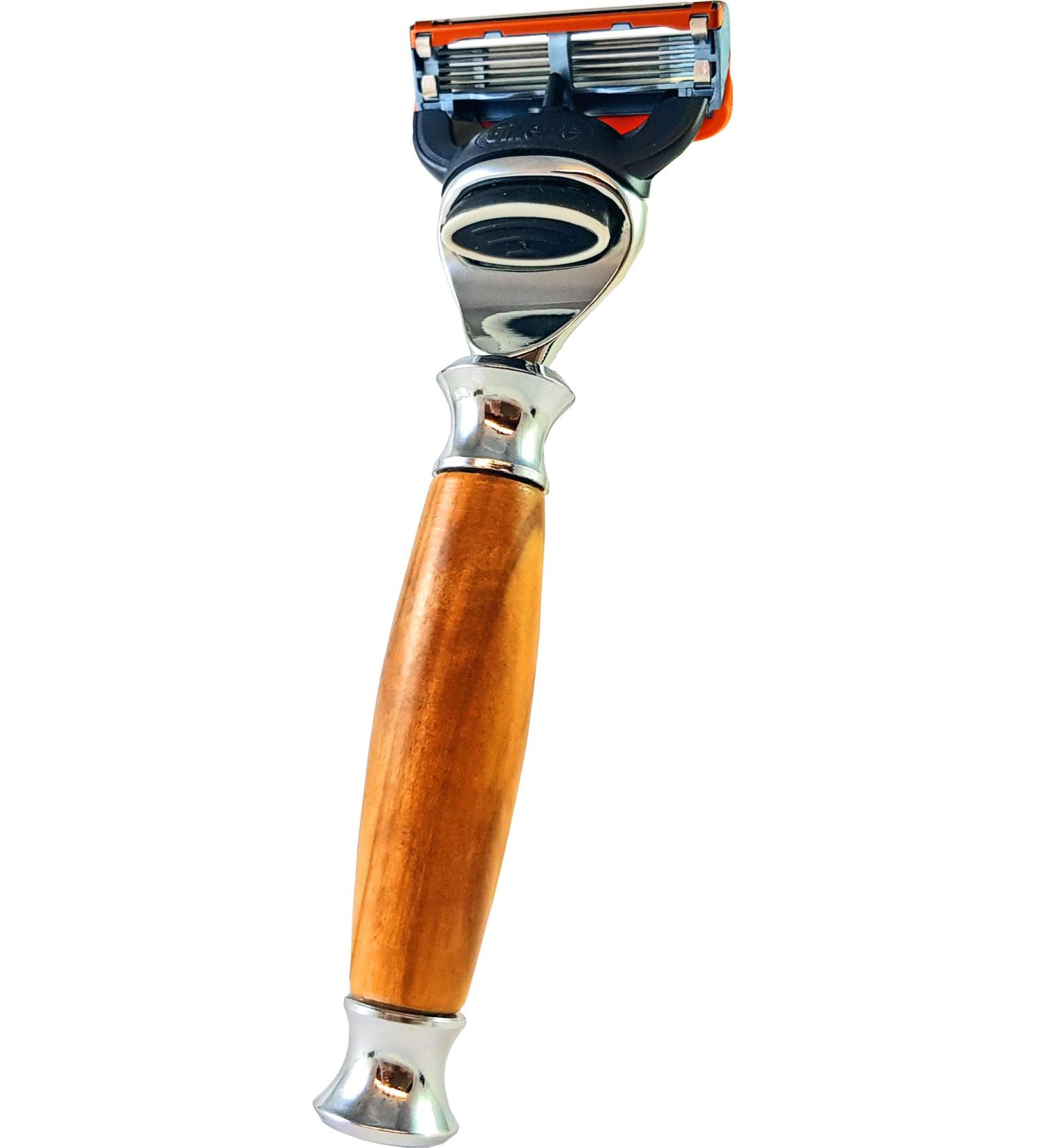 Hans Baier Exclusive wet razor - 25682 - Gillette Fusion - olive wood handle