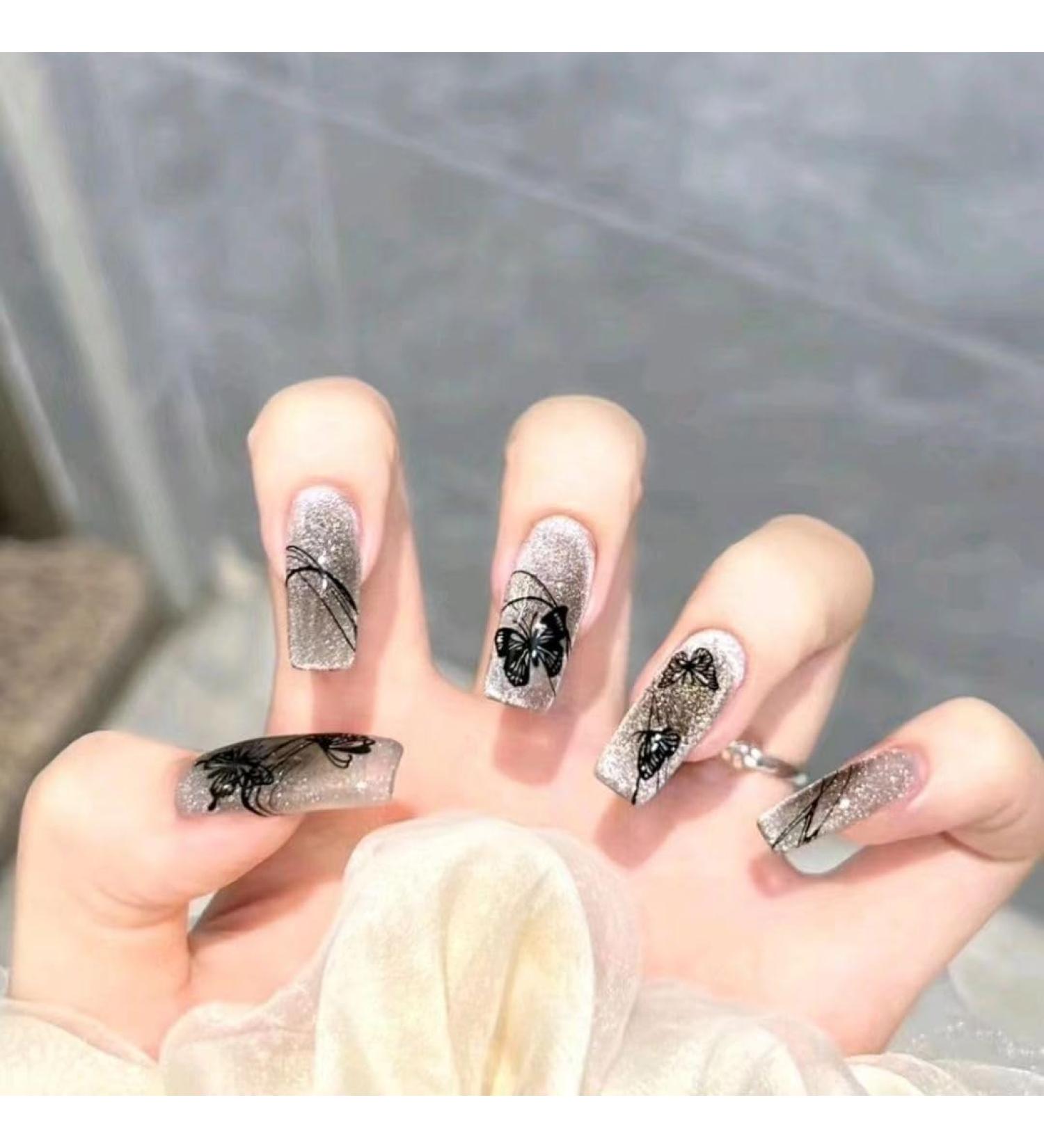 Temperament-enhancing manicure hand-wearing a new Chinese national style Mo Yun butterfly hand-manicure wearing a fake nails patch.(XS) - Buy Online on GoSupps.com