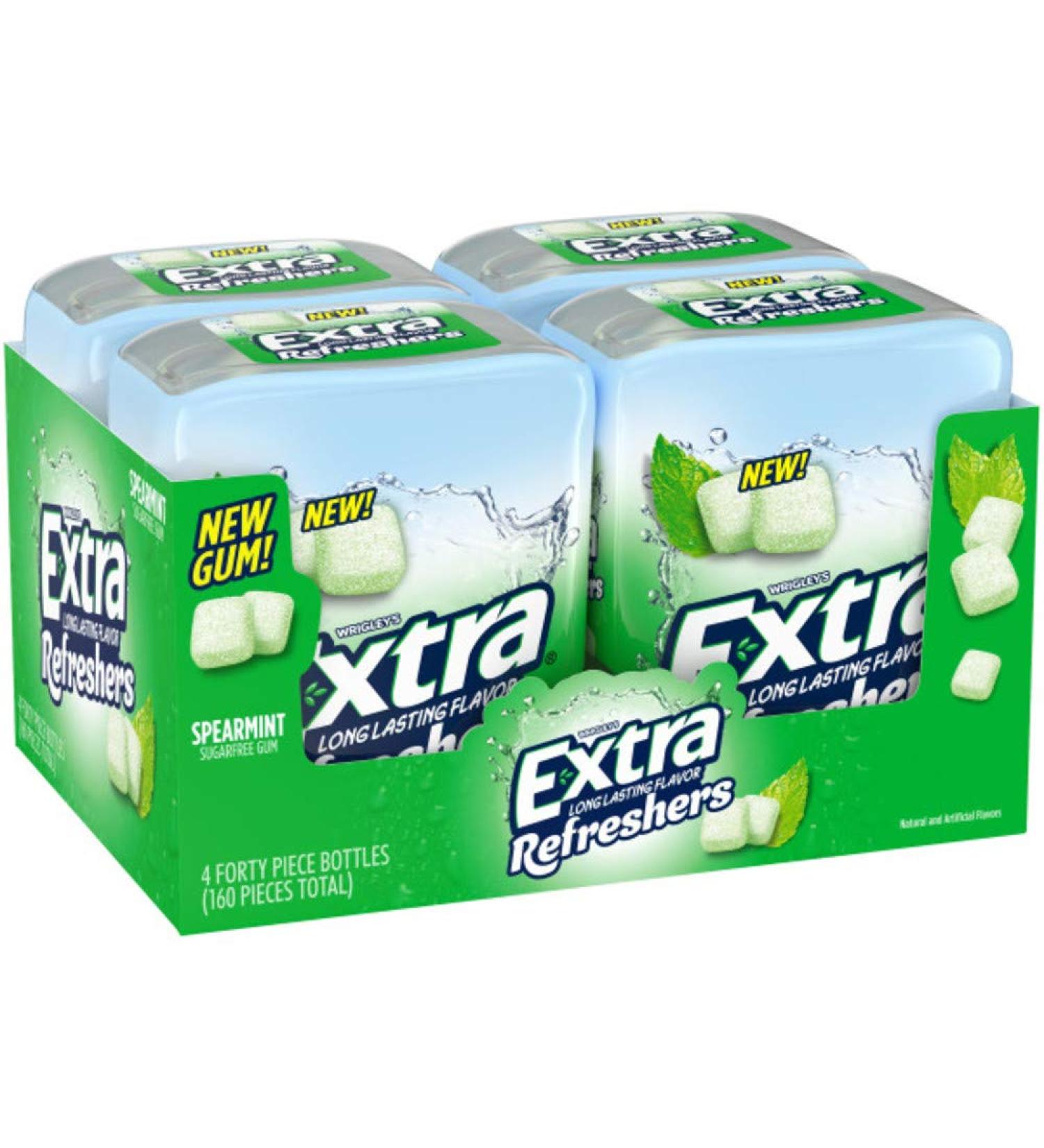 EXTRA Refreshers Spearmint Chewing Gum 40 Pieces - Pack of 4 | Spearmint Flavor | Long Lasting Freshness - Buy Online on GoSupps.com