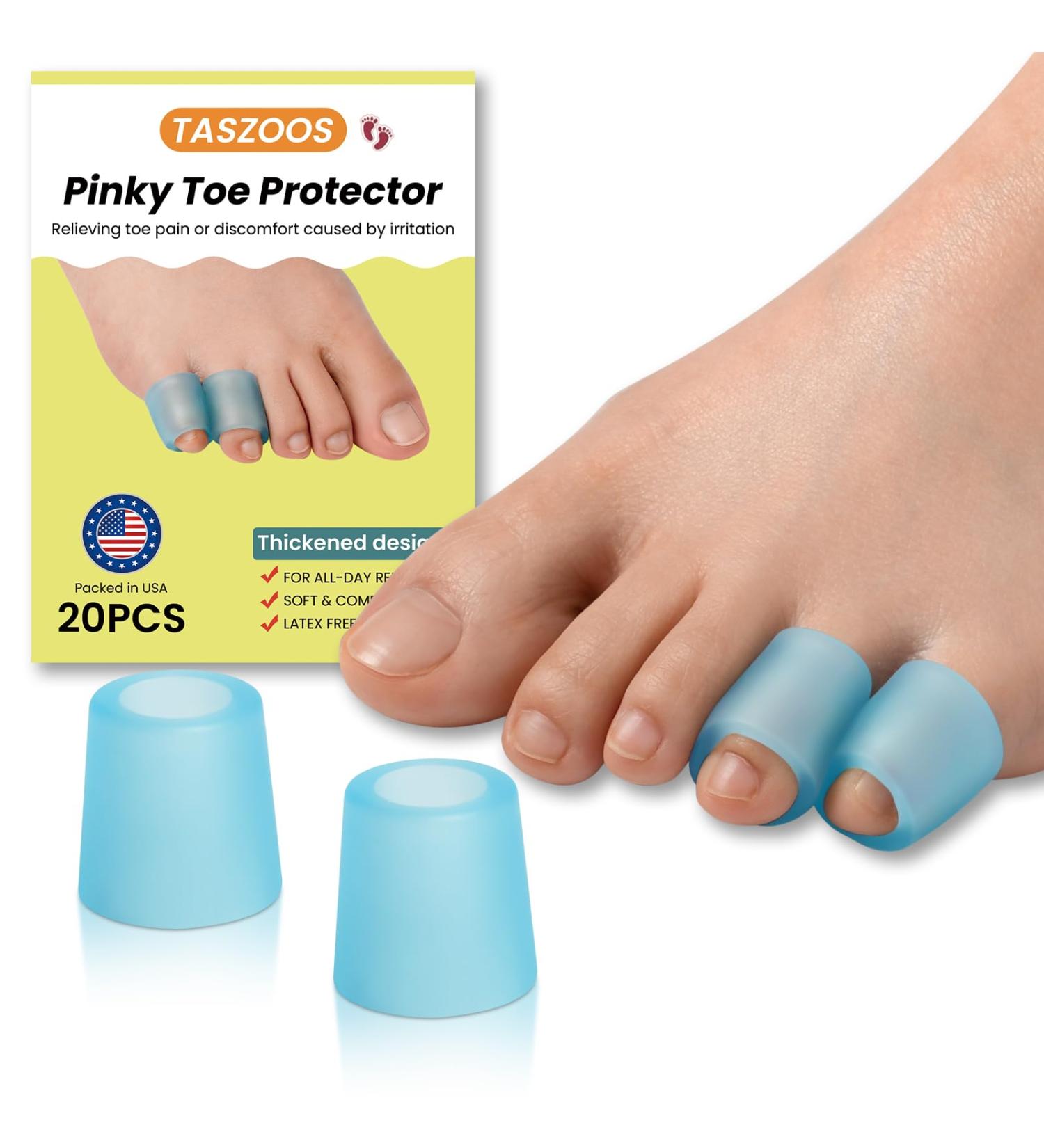 Toe Sleeves (20pcs Blue) - Gel Toe Protectors with Aloe Vera for Corns Blisters Hammer Toes & Toenail Loss - Buy Online on GoSupps.com