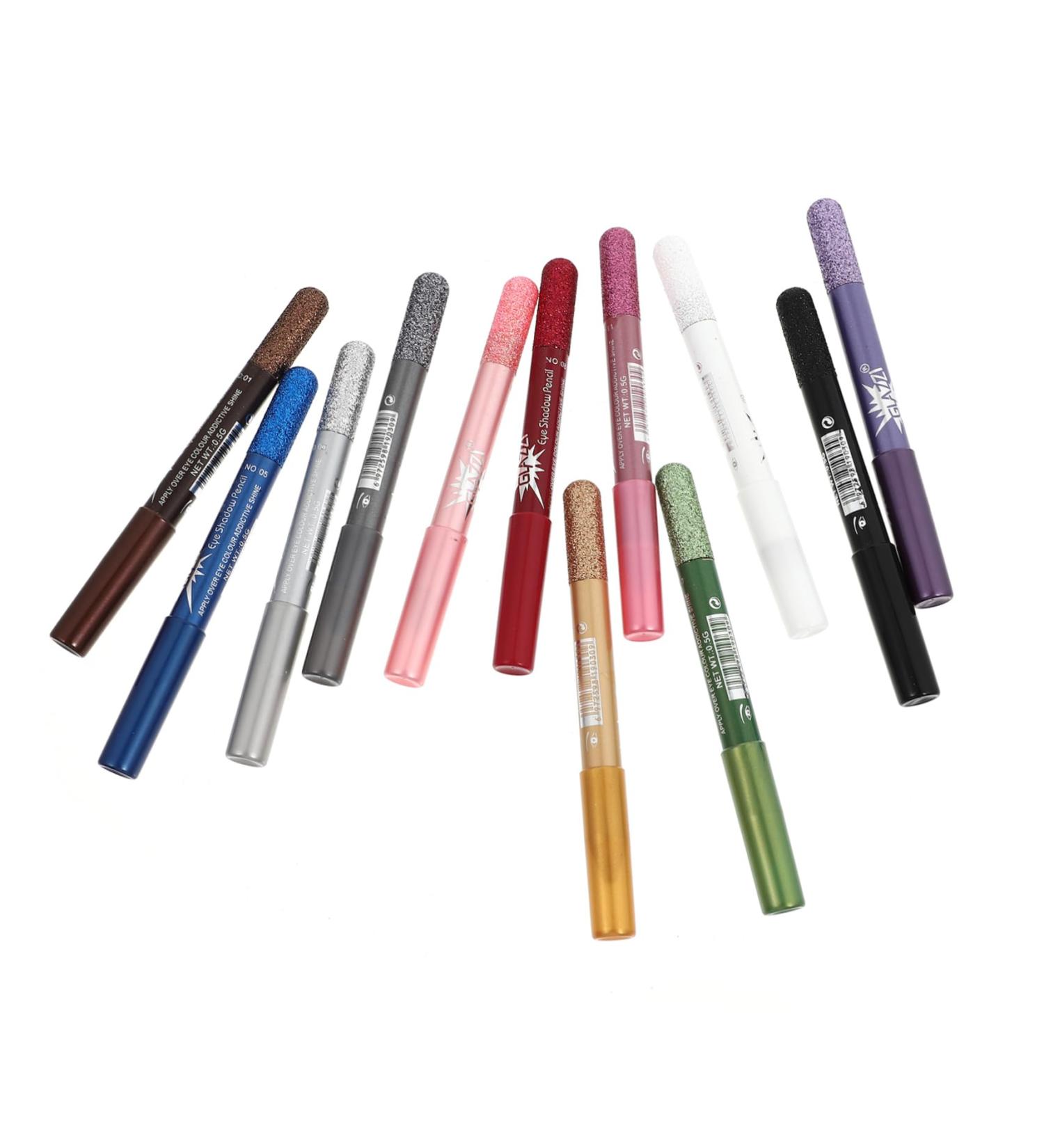 Mikinona 12pcs Pearlescent Eyeshadow Pencil Waterproof Eyeliner Pen Gel Eyeliner Lasting Powder Girl Sequins - Buy Online on GoSupps.com