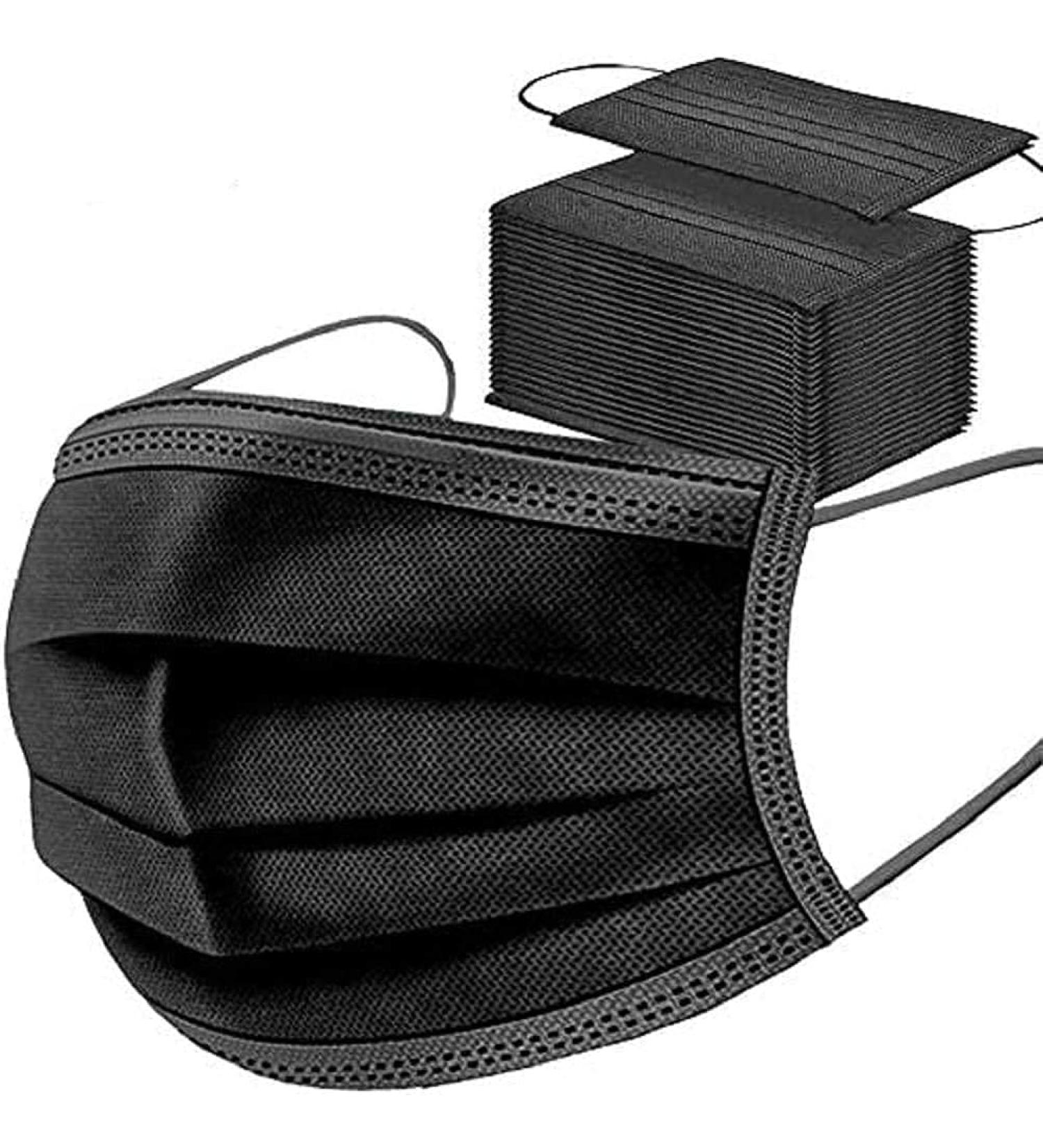 Symtex 100 Pack Black Surgical Masks Type IIR - 3-Layer Disposable Mouth & Nose Protection Masks for Superior Safety - Buy Online on GoSupps.com