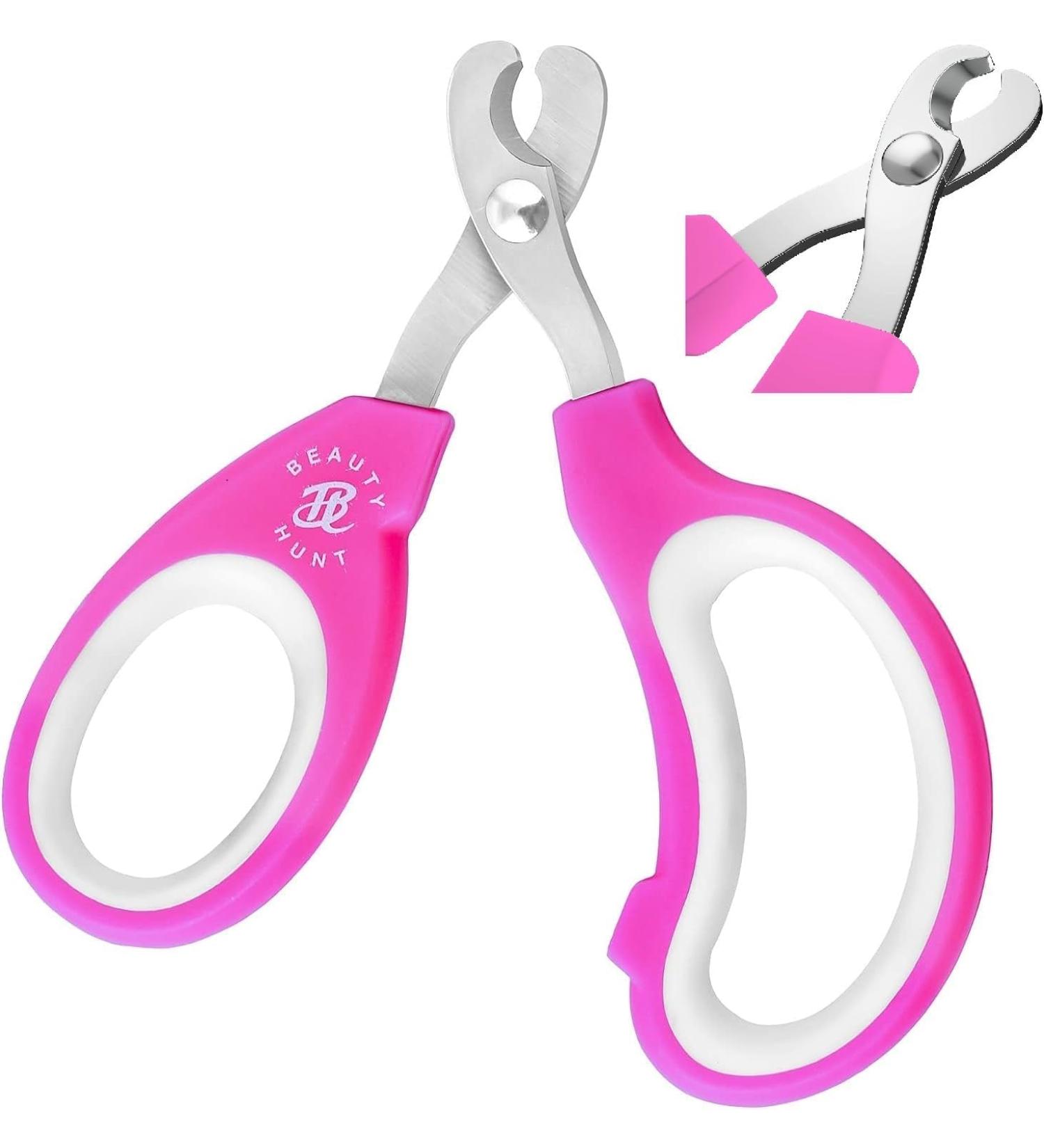 BeautyHunt Cat Nail Clippers | Small Animals Claw Trimmers | Stainless Steel Scissors for Kittens, Puppies, Rabbits, Birds, Tiny Dogs, Gerbils, Hamsters | 10cm Pink - Small Breeds - Buy Online on GoSupps.com