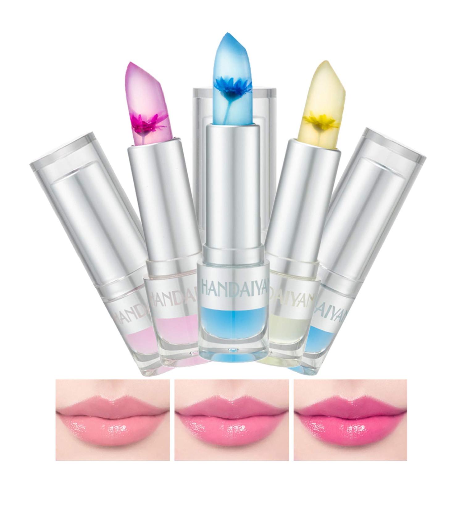 Petansy 3 Colors Jelly Flower Lipstick Set - Waterproof and Durable Lip Makeup - Gift Box Included (3 Pcs) - Buy Online on GoSupps.com
