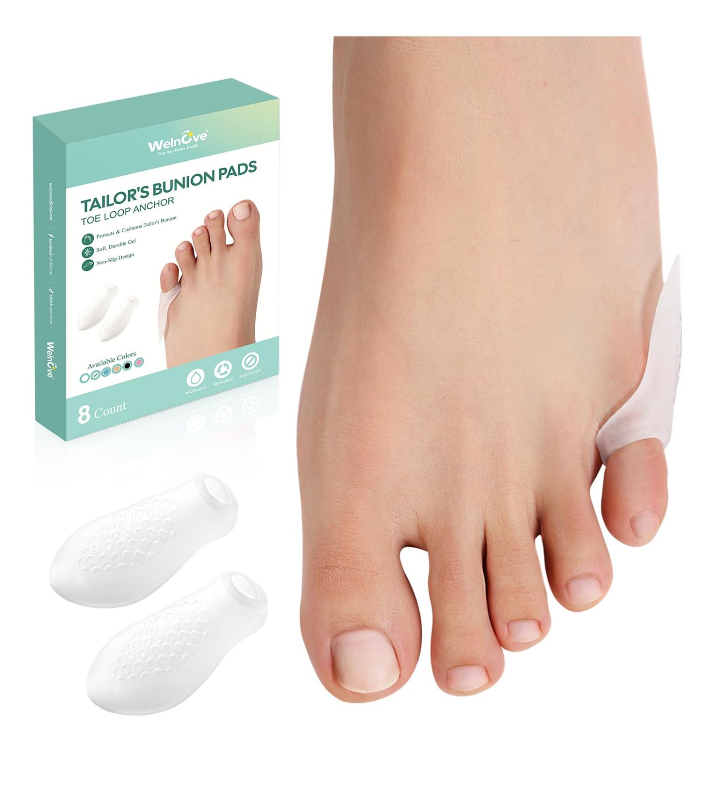 Welnove Tailor's Bunion Corrector Pads - 8 Pack Pinky Toe Protector & Gel Shield for Foot Pain Relief - Bunion Separator for Men & Women - Buy Online on GoSupps.com