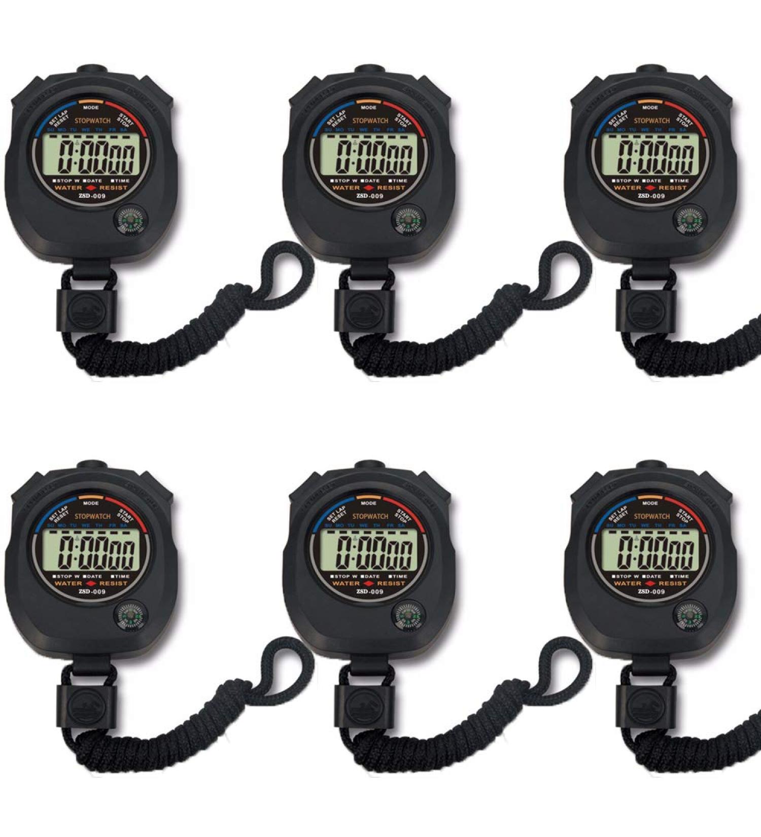 6 Pack Multi-Function Electronic Digital Sport Stopwatch Timer with Large Display - Ideal for Sports & Fitness Coaches - Buy Online on GoSupps.com