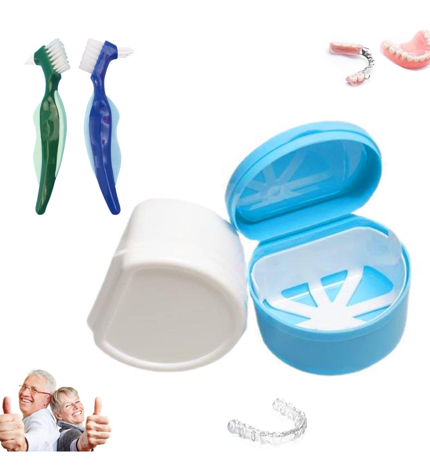 Prosthesis Box & Denture Care Set | Storage Cleaning Brush & Container for Dentures - International Shipping - Buy Online on GoSupps.com