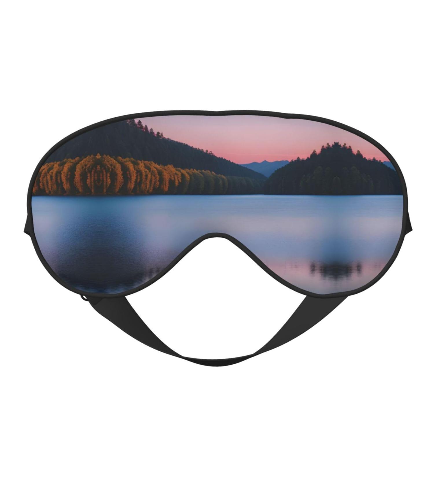 SSIMOO Lake Under Sunset Print Eye Mask | Double-Sided Soft & Light Blocking for Better Sleep Quality - Buy Online on GoSupps.com
