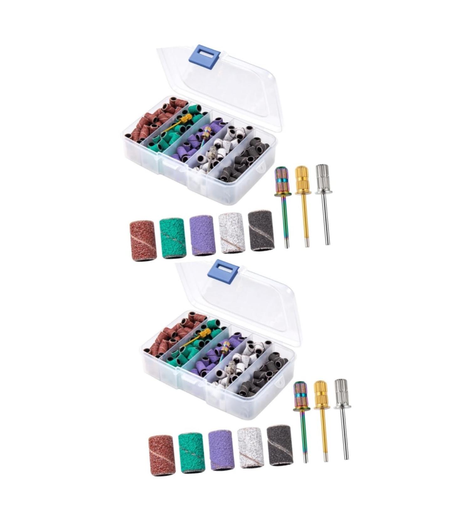 2 Sets nail polish set fine sanding bands for nail drill professional nail drill nail polishing band nail kits nail polishing rings manicure band nails kit alloy frosted mandrel - Buy Online on GoSupps.com