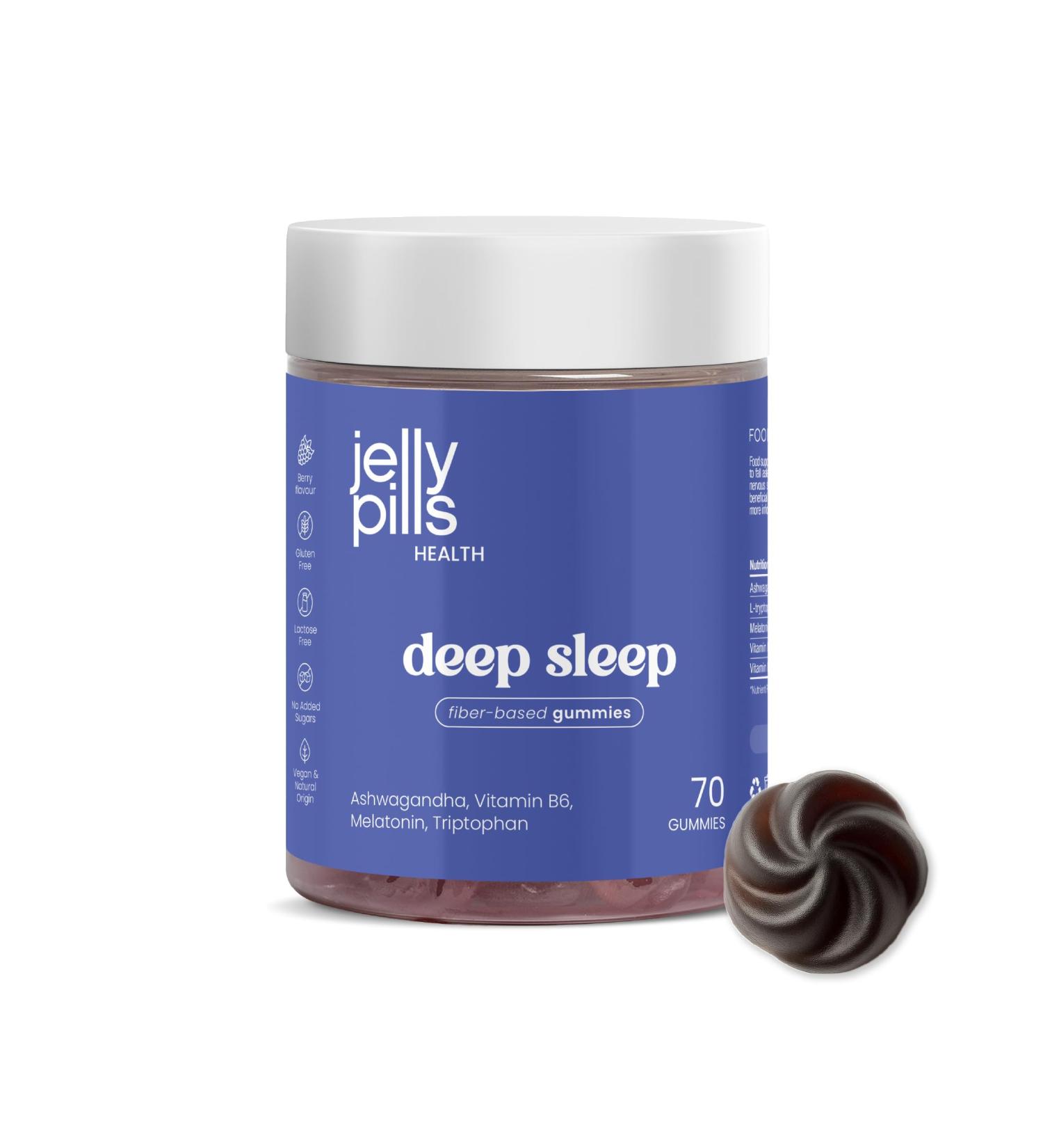 Jelly Pills M latonine 1 9 mg avec Ashwagandha Tryptophane & Vitamines B6/B12 70 Gummies V ganes Sans Sucres Ajout s Go t Fruits Rouges Pour Routine du Soir & quilibre - Buy Online on GoSupps.com