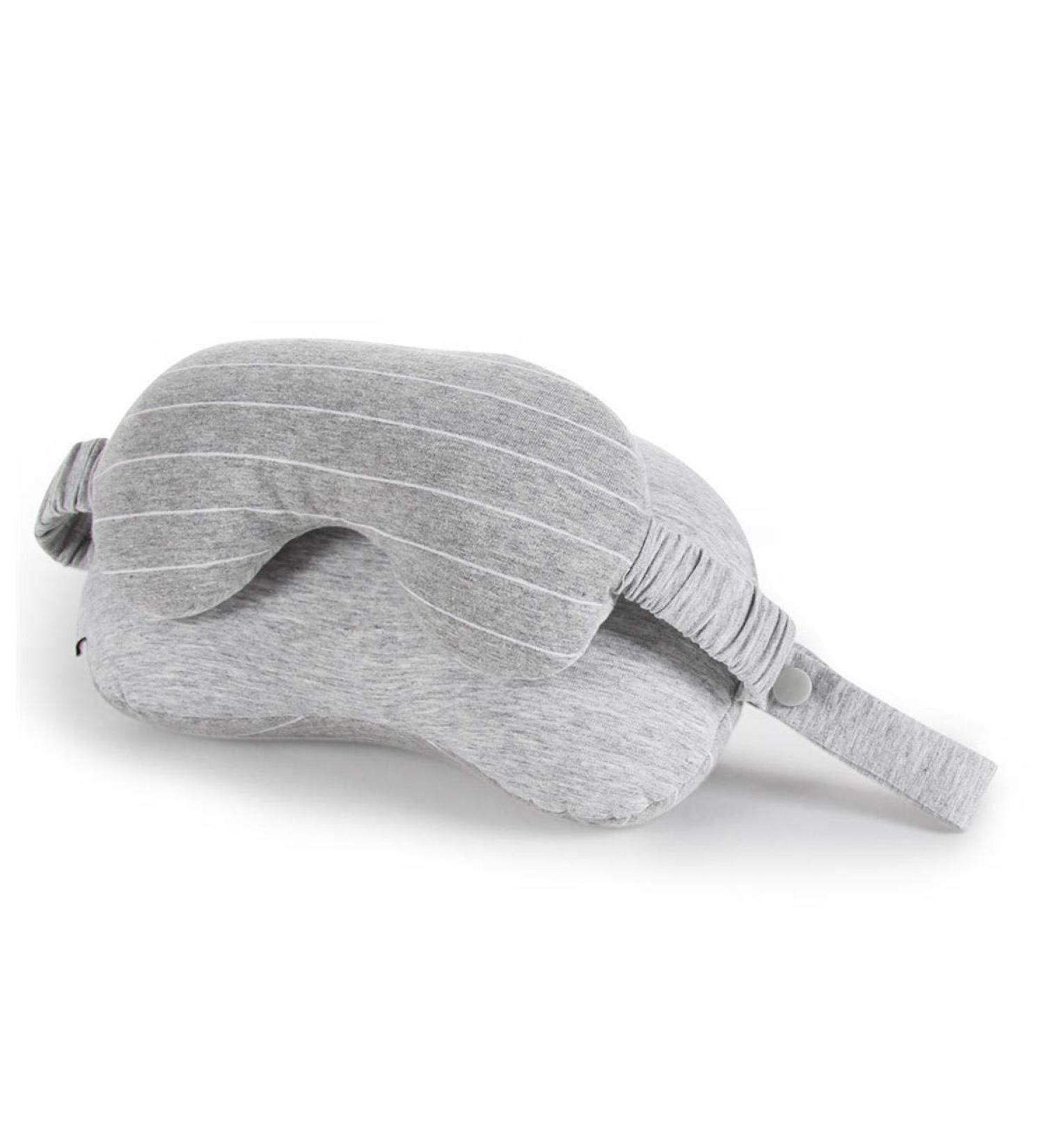 2 in 1 Portable Cotton Neck Pillow & Eye Mask - Light Gray Travel Cushion for Airplane Sleep & Relaxation - Buy Online on GoSupps.com