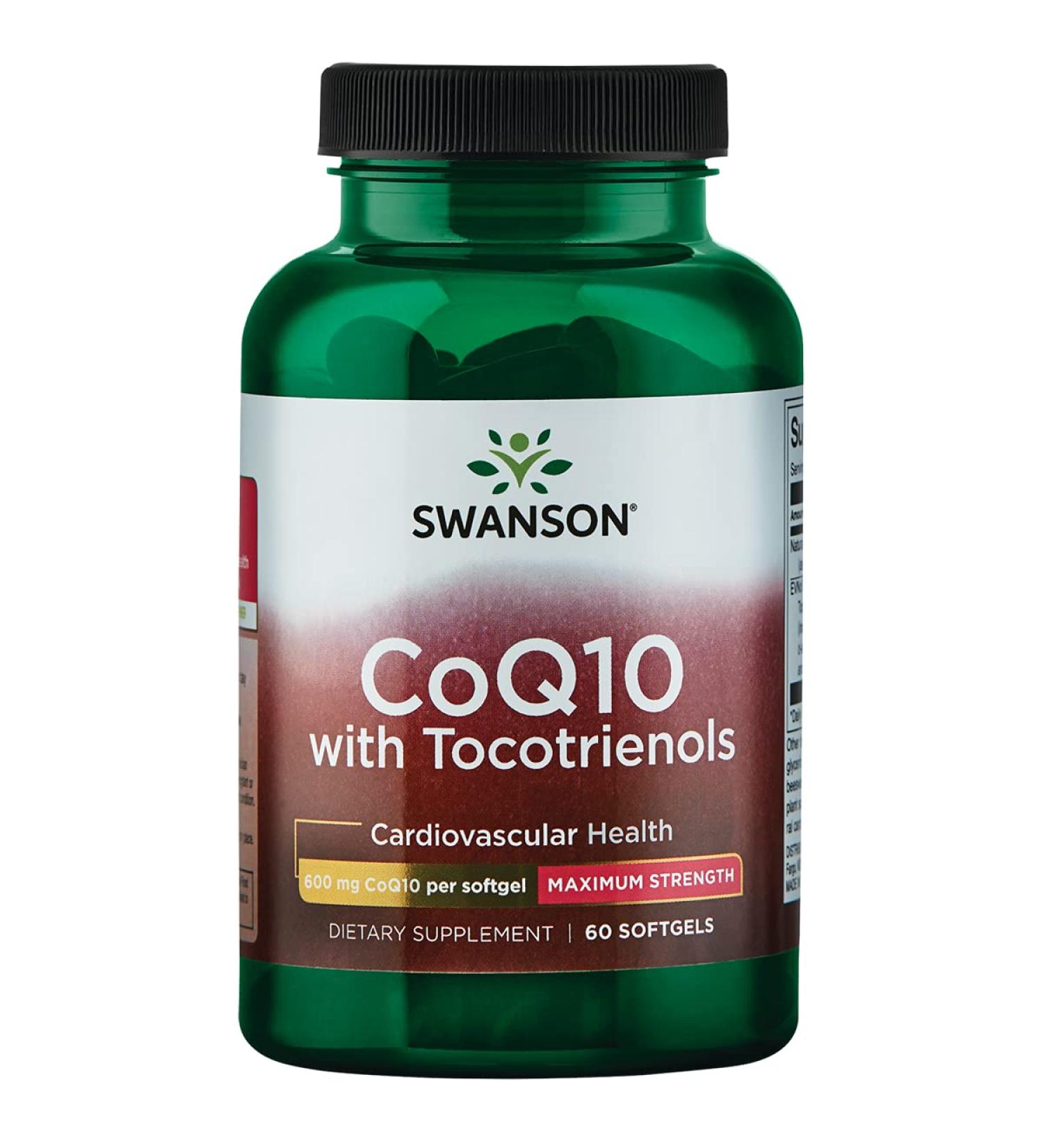 Buy Swanson Maximum Strength CoQ10 600mg with Tocotrienols - 60 Softgels for Heart Health | International Shipping Available - Buy Online on GoSupps.com