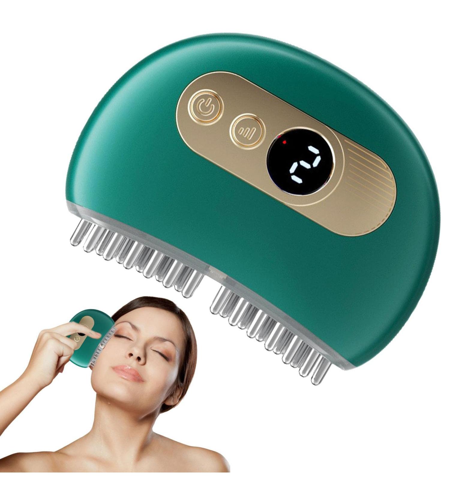 Hair Growth EMS Lift Scalp Massage Tool - 4 Modes Gua Sha for Deep Relaxation & Stress Relief for Adults & Kids - Meridian Brush Green - Buy Online on GoSupps.com