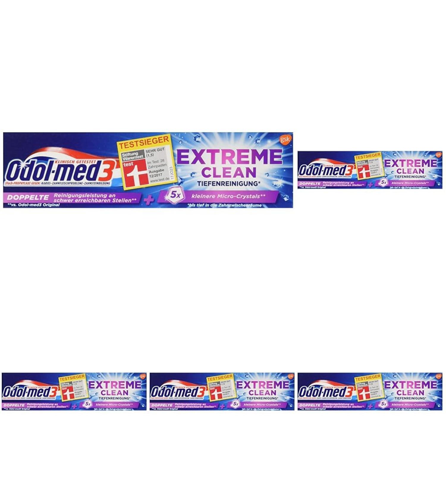 Odol-med3 Extreme Clean Toothpaste 75ml (Pack of 5) - Double Cleaning Performance for Ultimate Oral Care | Shop Internationally - Buy Online on GoSupps.com