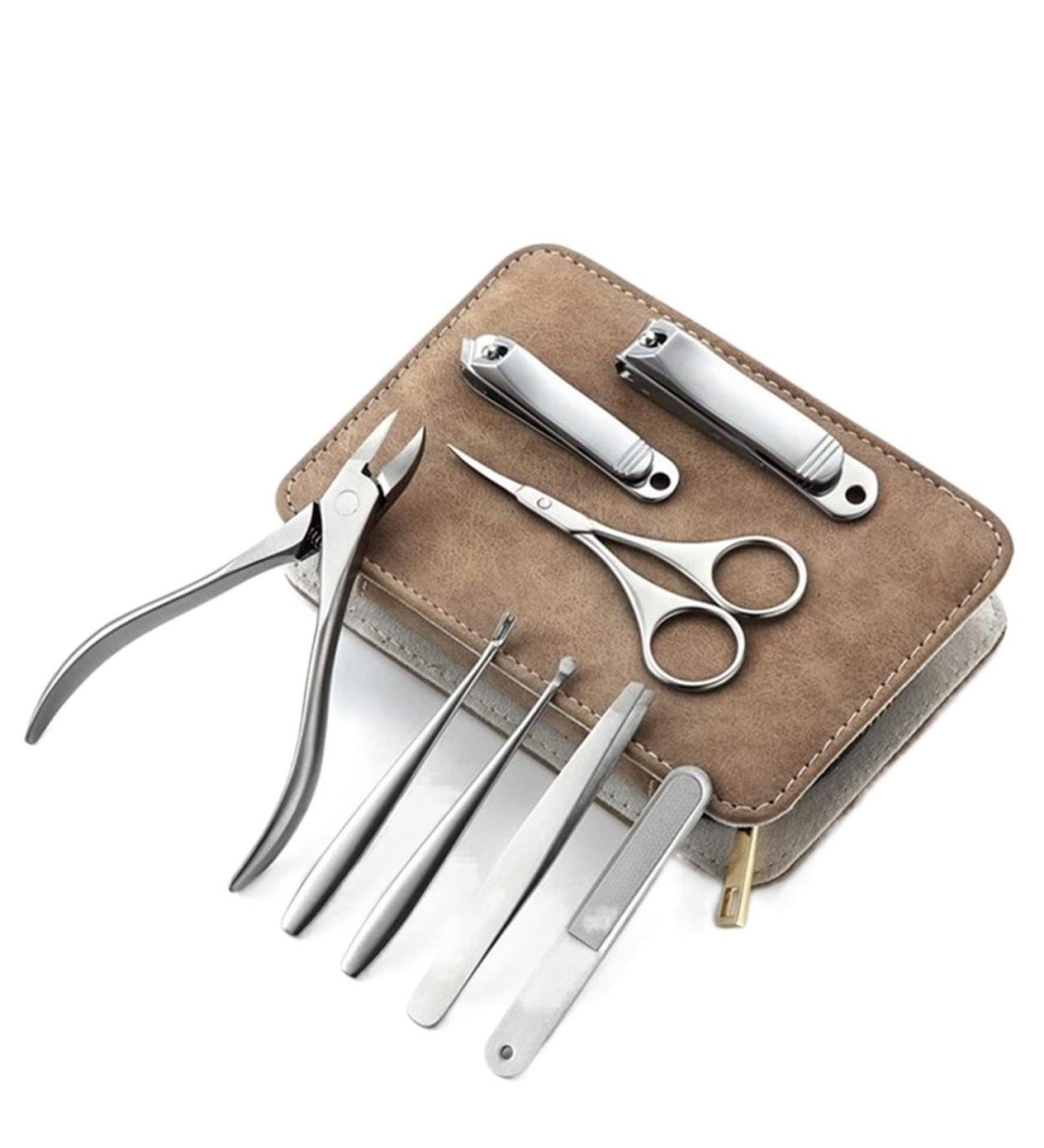 BANDKIT Than Ever Stainless Steel Nail Clipper Pedicure Set with Scissor Tweezer Professional PU Cover Manicure Tools(Option A) - Buy Online on GoSupps.com