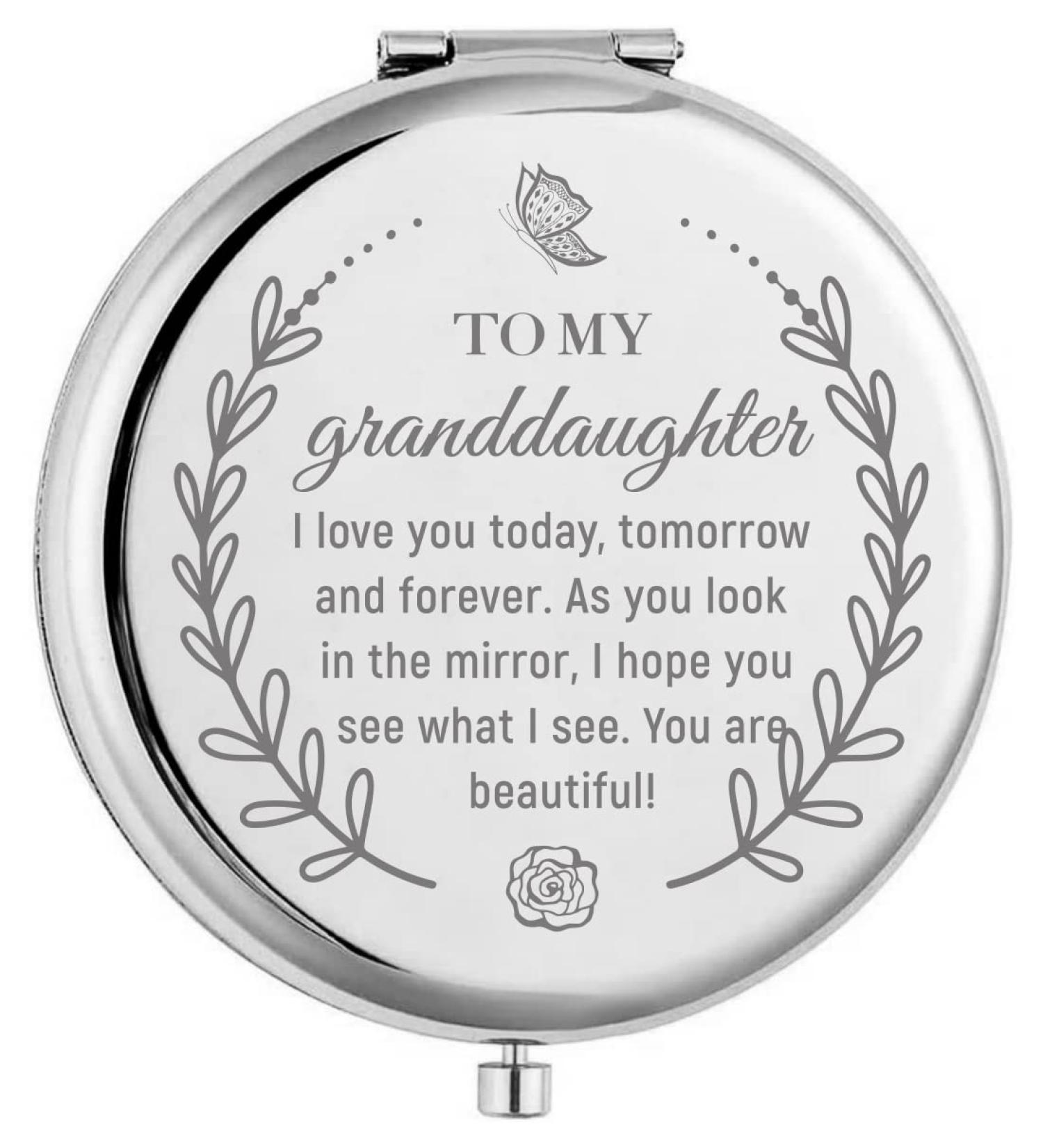 KUKEYIEE Granddaughter Travel Makeup Mirror - Engraved Pocket Cosmetic Compact Mirror Gift - Buy Online on GoSupps.com