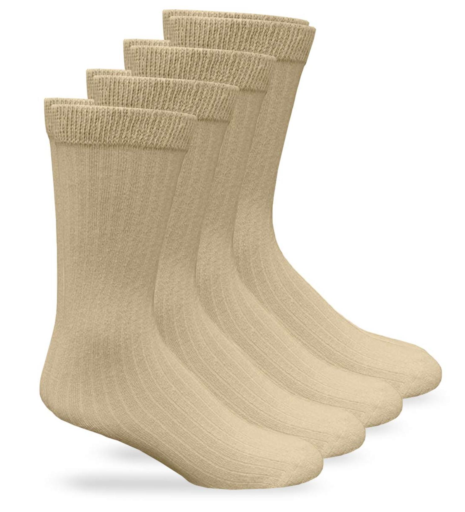 Carolina Ultimate Men's Non-Binding Diabetic Rib Dress Crew Socks 4 Pair Pack - Khaki (Shoe Size 9-13) - Buy Online on GoSupps.com