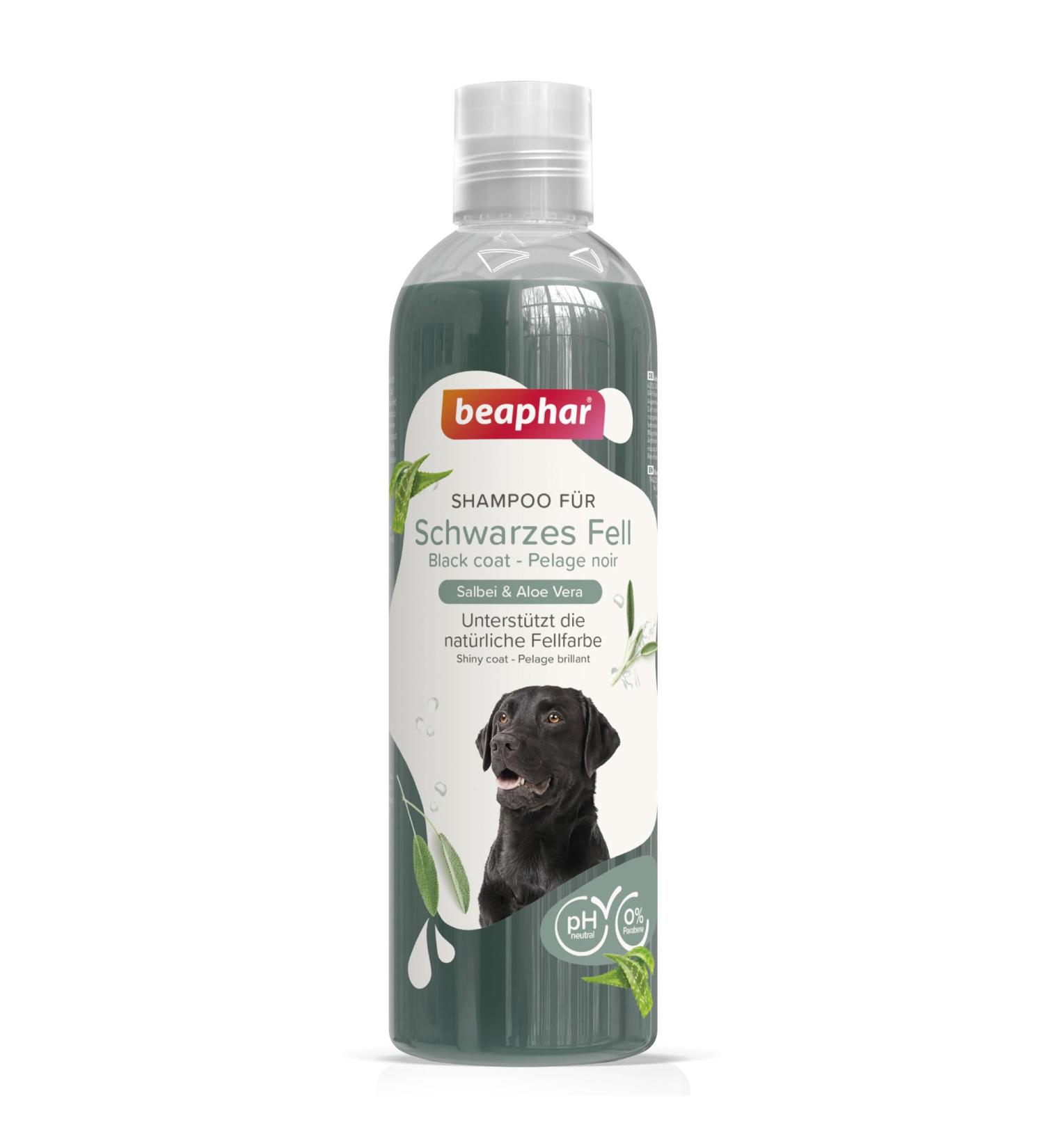 Beaphar Shampoo for Black Fur - Vegan pH-Neutral Sage & Aloe Vera - Skin-Friendly 0% Parabens & Silicone - 250ml - Buy Online on GoSupps.com