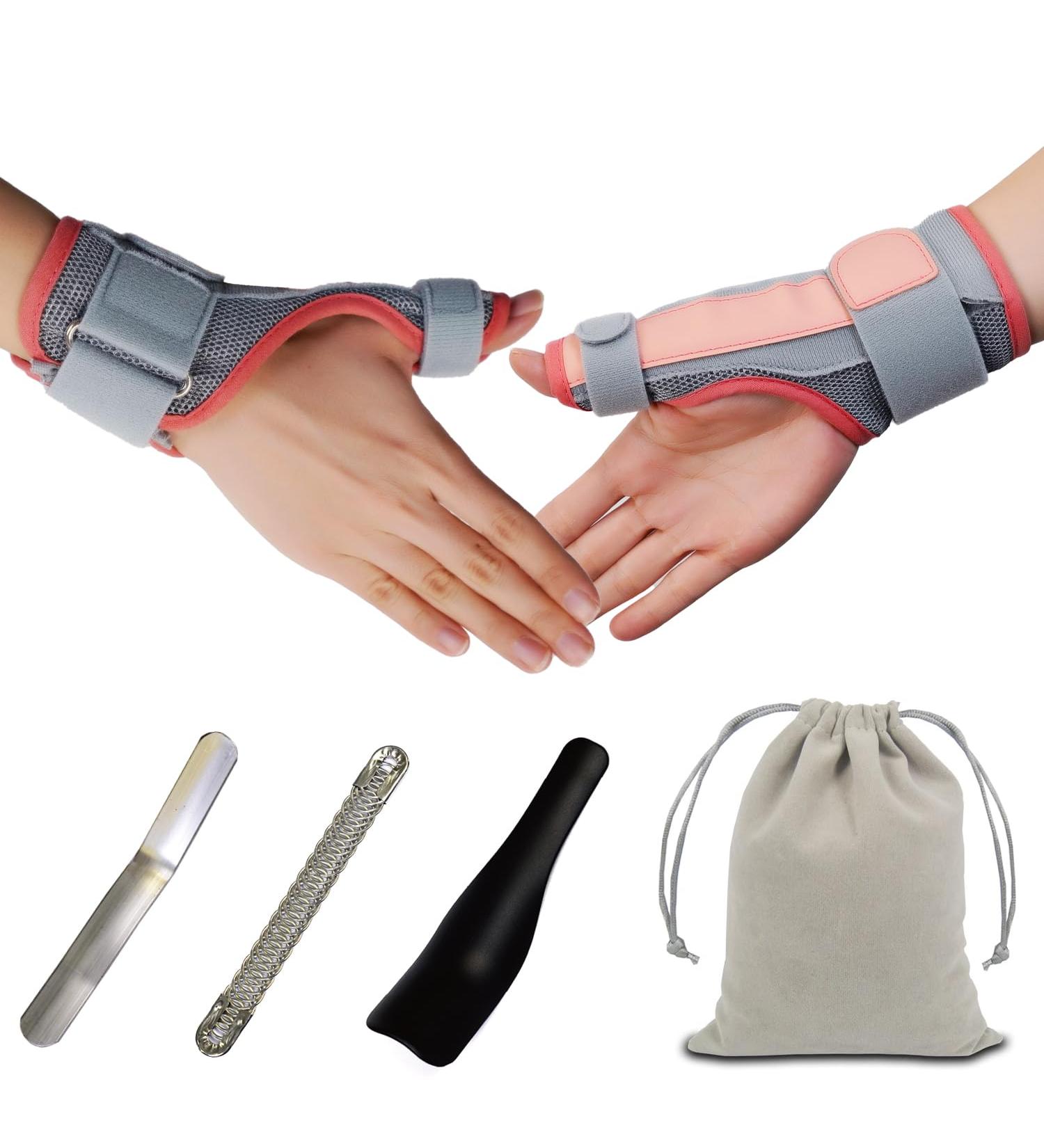 FENGLE Adjustable Black Thumb Splint for Arthritis & Tendonitis - Pain Relief Brace for Men & Women Right/Left Hand Pink - Buy Online on GoSupps.com