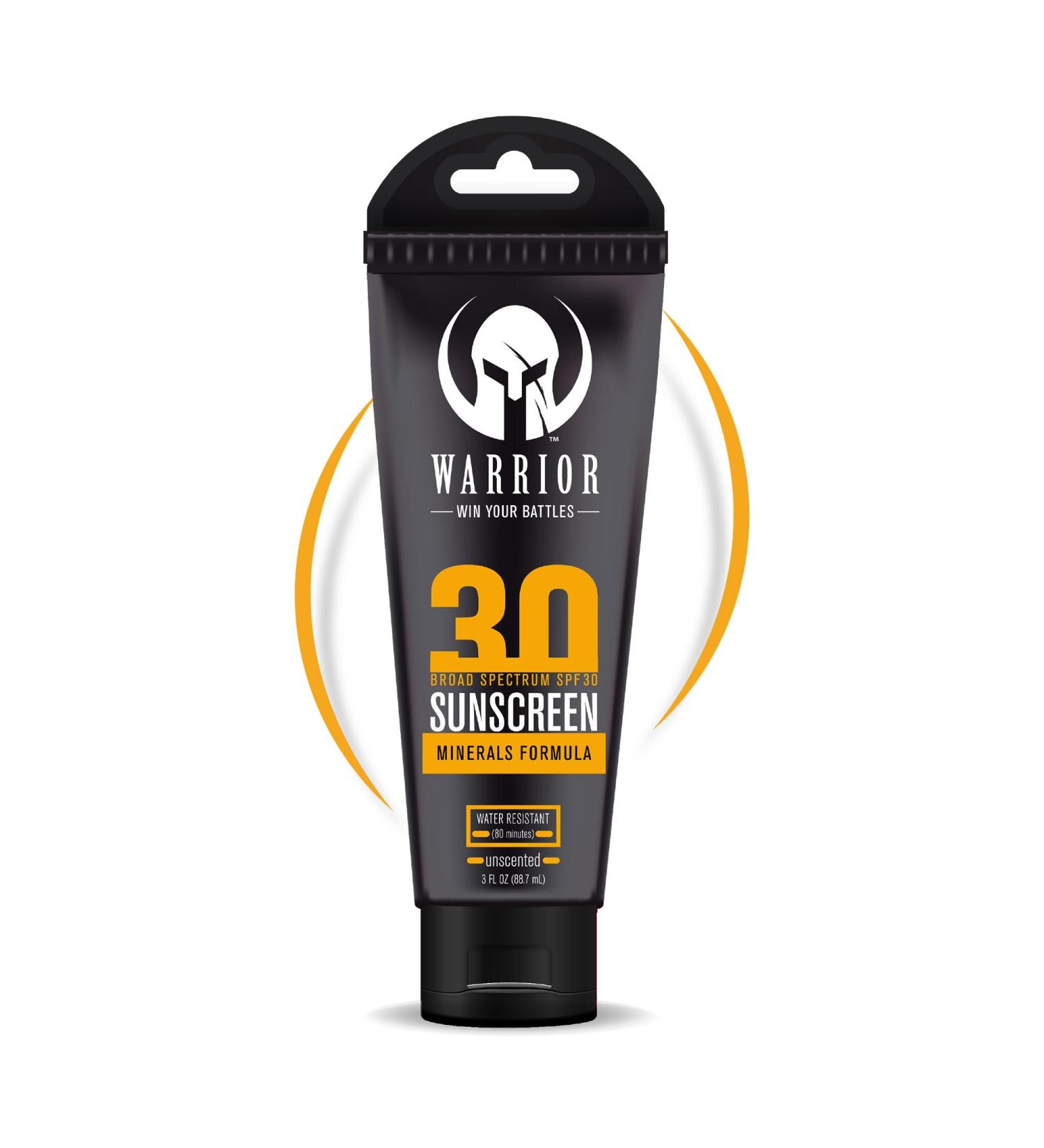 Warrior SPF 30 Sunscreen Lotion - Water Resistant & Reef Safe | Non-Toxic & Mineral Formula for Sensitive Skin - 3 OZ - Buy Online on GoSupps.com