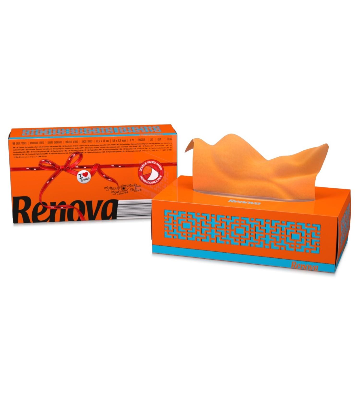 Renova Red Label Orange - 80 Tissues | Premium Quality Facial Tissues for Every Need - Fast International Shipping - Buy Online on GoSupps.com