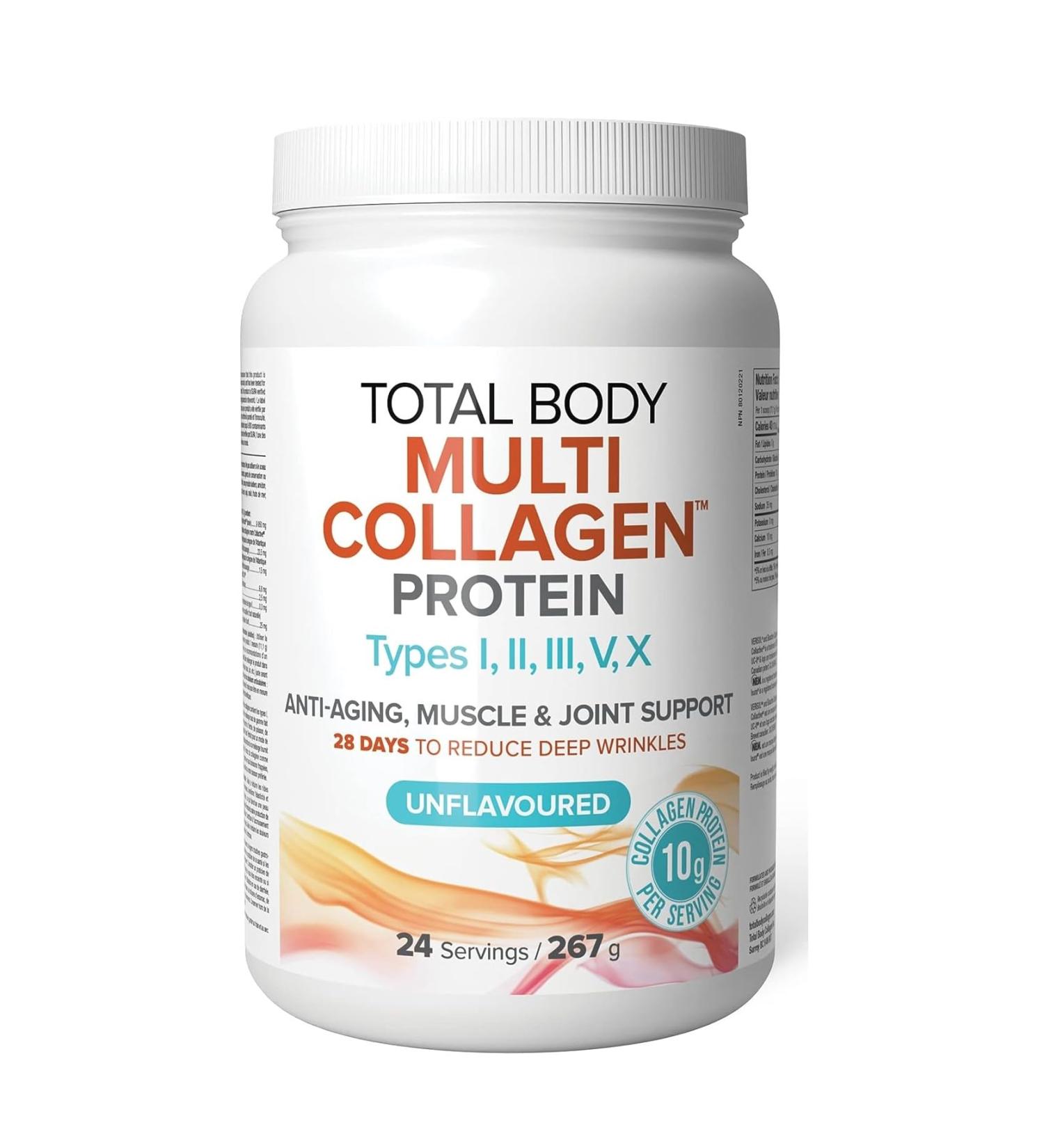 Natural Factors Total Body Multi Collagen Protein 267g Unflavoured 10g of hydrolyzed collage per scoop Combines 5 types of Collagen Supports the Formation of Collagen and Connective Tissue for Joint & Skin Health Keto & Paleo Friendly - Buy Online on GoSupps.com