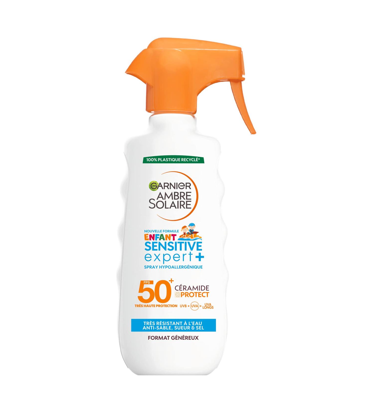 Garnier GARNIER Ambre Solaire - Sensitive Expert+ Trigger Spray for Children - High Sun Protection SPF 50+ - Protects against UVA UVB & Long UVA rays - With Ceramides - Sensitive Skin - 270 ml