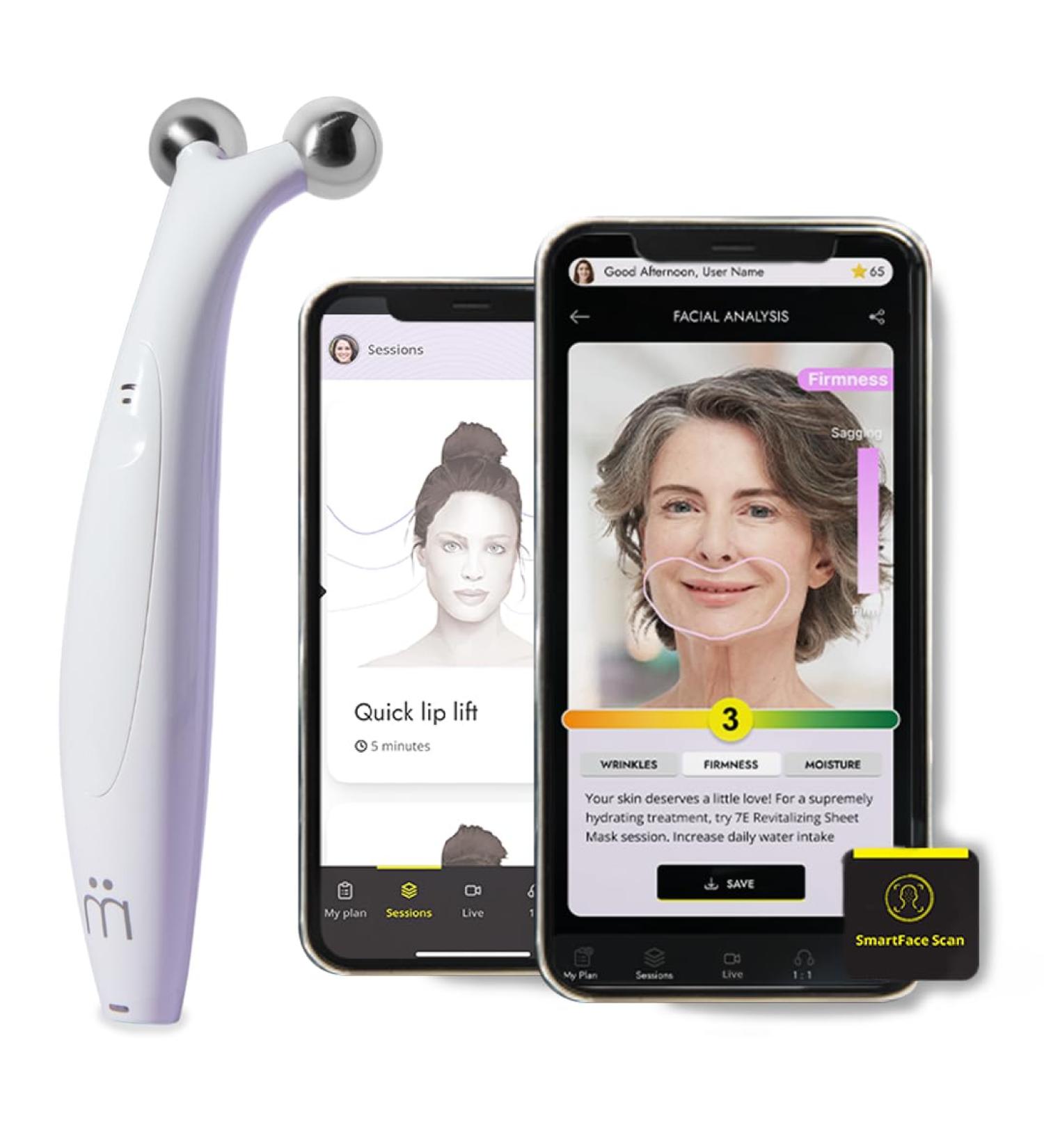 QT Plus Microcurrent Facial Device - Personalized Face Lift Device for Youthful Radiant Skin at Home| Smart Skin Care Kit | Experience AI Skin Analysis Free for 30 Days with Base Membership - Buy Online on GoSupps.com