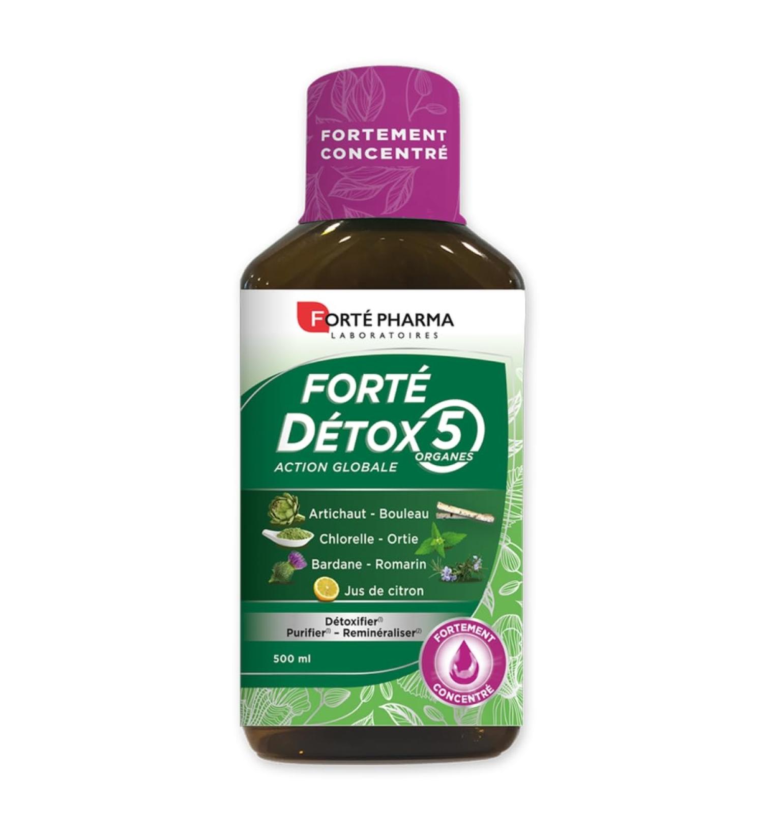Fort Pharma - Fort Detox 5 Organs | Artichoke Birch and Burdock Intestine Supplement - Global Detox Liver Detox Elimination Purifies the Body & Skin 500 ml 10 days - Buy Online on GoSupps.com