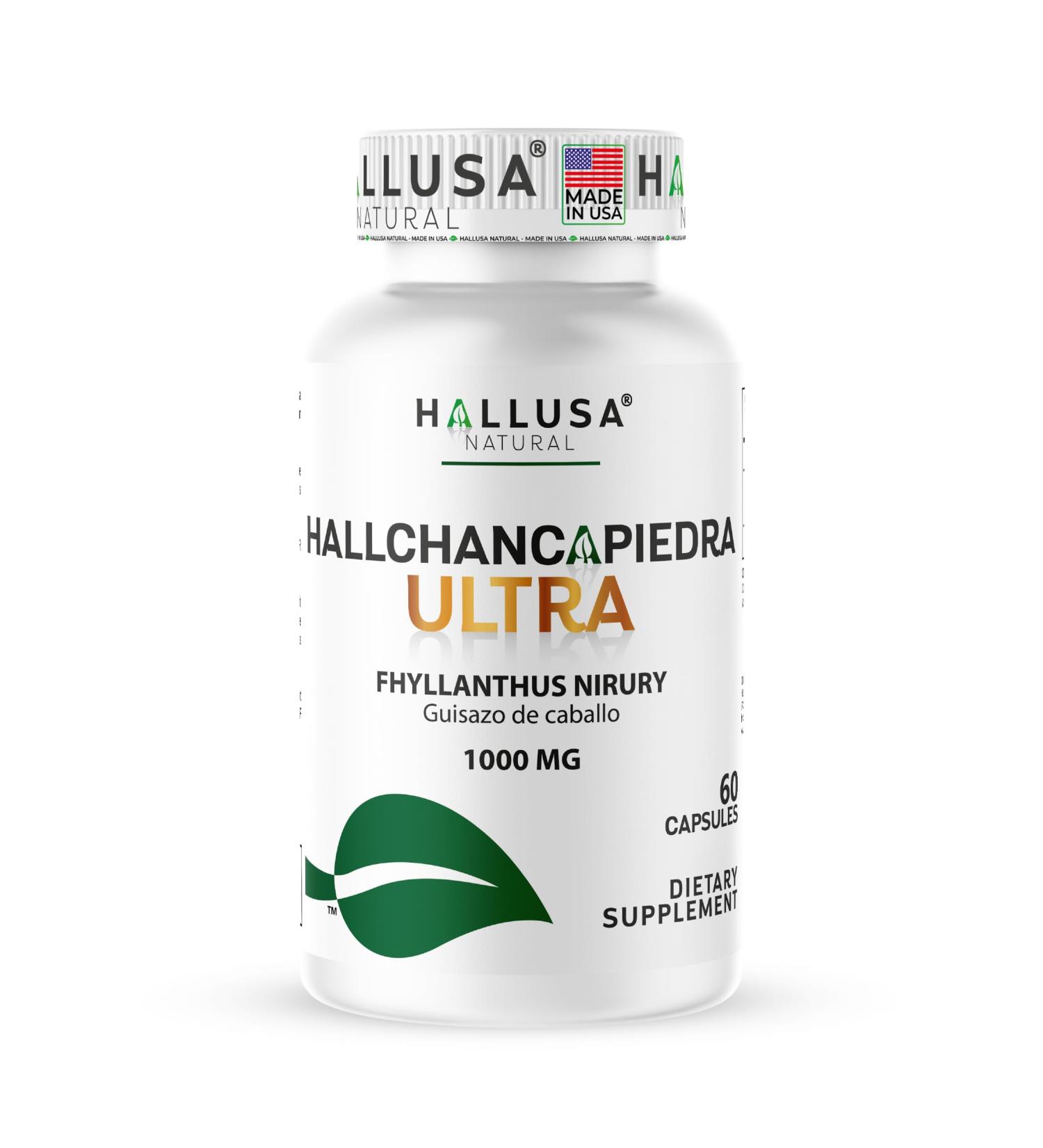 Hallusa Natural Hall Chanca Piedra Ultra with Guizaso de Caballo 1000mg Kidney Cleanse & Gallbladder Supplement Urinary Tract Health - 60 Capsules - Buy Online on GoSupps.com