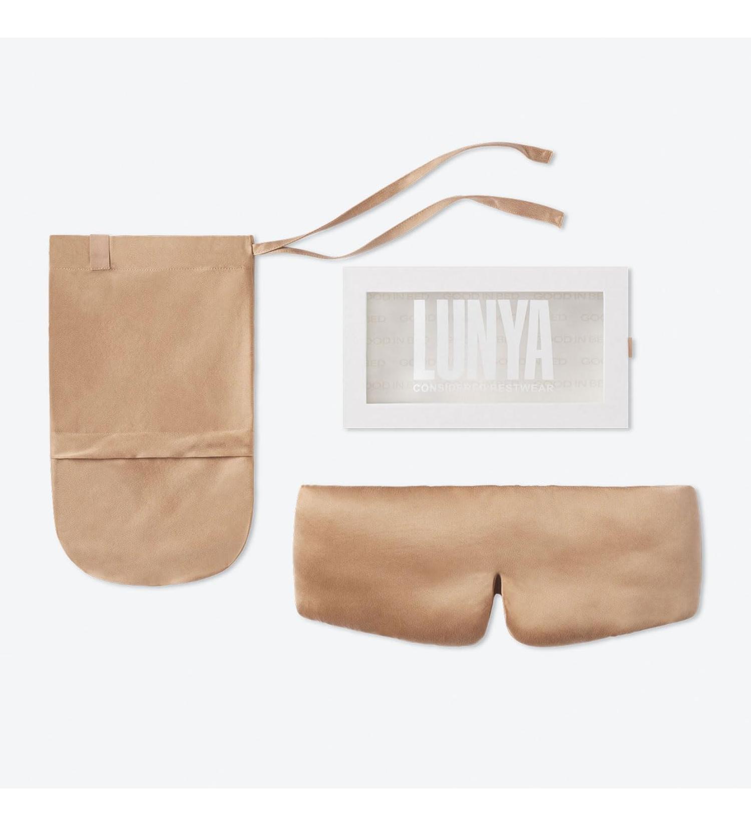 Lunya Washable Silk Sleep Mask - Hushed Tan Large | Luxury Sleep Accessories for International Shipping - Buy Online on GoSupps.com