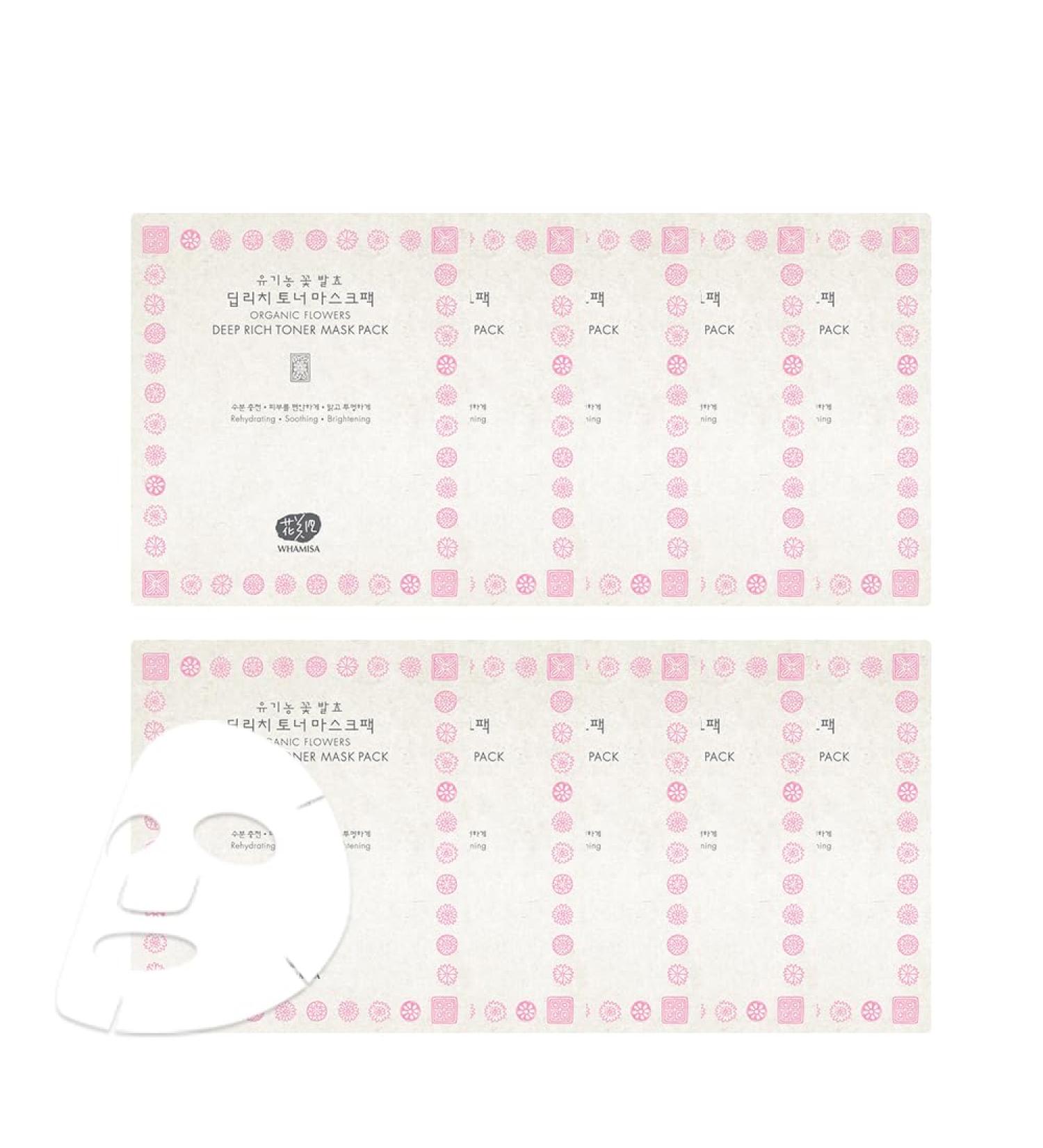Buy Whamisa Organic Flowers Deep Rich Toner Mask Pack (10EA) - Premium Skincare for Radiant Skin | Shop Internationally - Buy Online on GoSupps.com