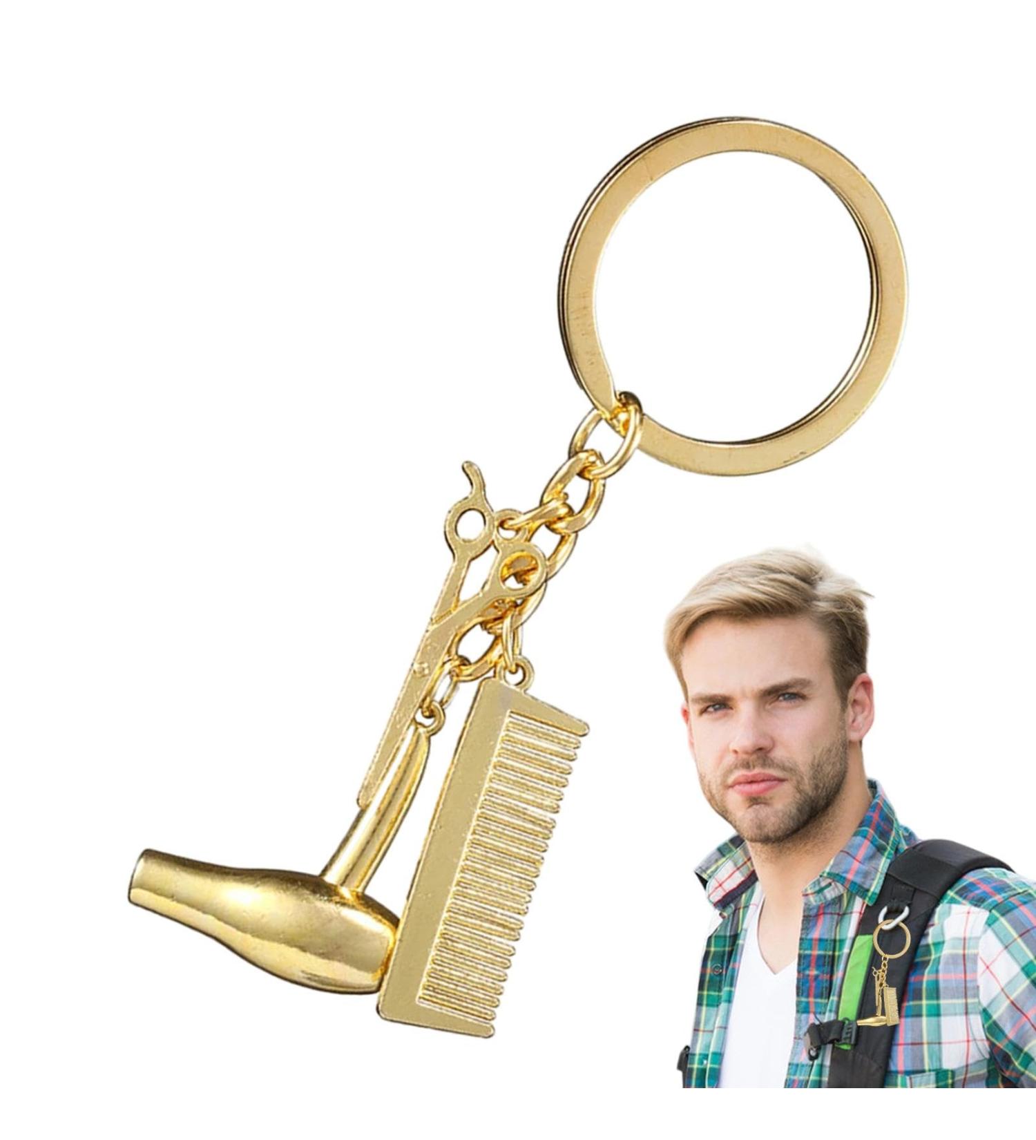 Scissor Comb Pendant Keychain Scissor Comb Pendant Keychain Hairdressing Hair Dryer Stylish Pendant For Salon Graduation Gold - Buy Online on GoSupps.com