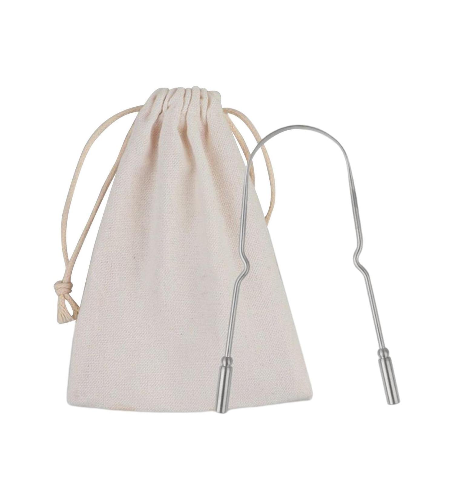 Buy Tebinzi Stainless Steel Tongue Cleaner - U-Shaped Oral Hygiene Brush for Fresh Breath | Healthy Adults Care | Includes Silver Cloth Bag - Buy Online on GoSupps.com