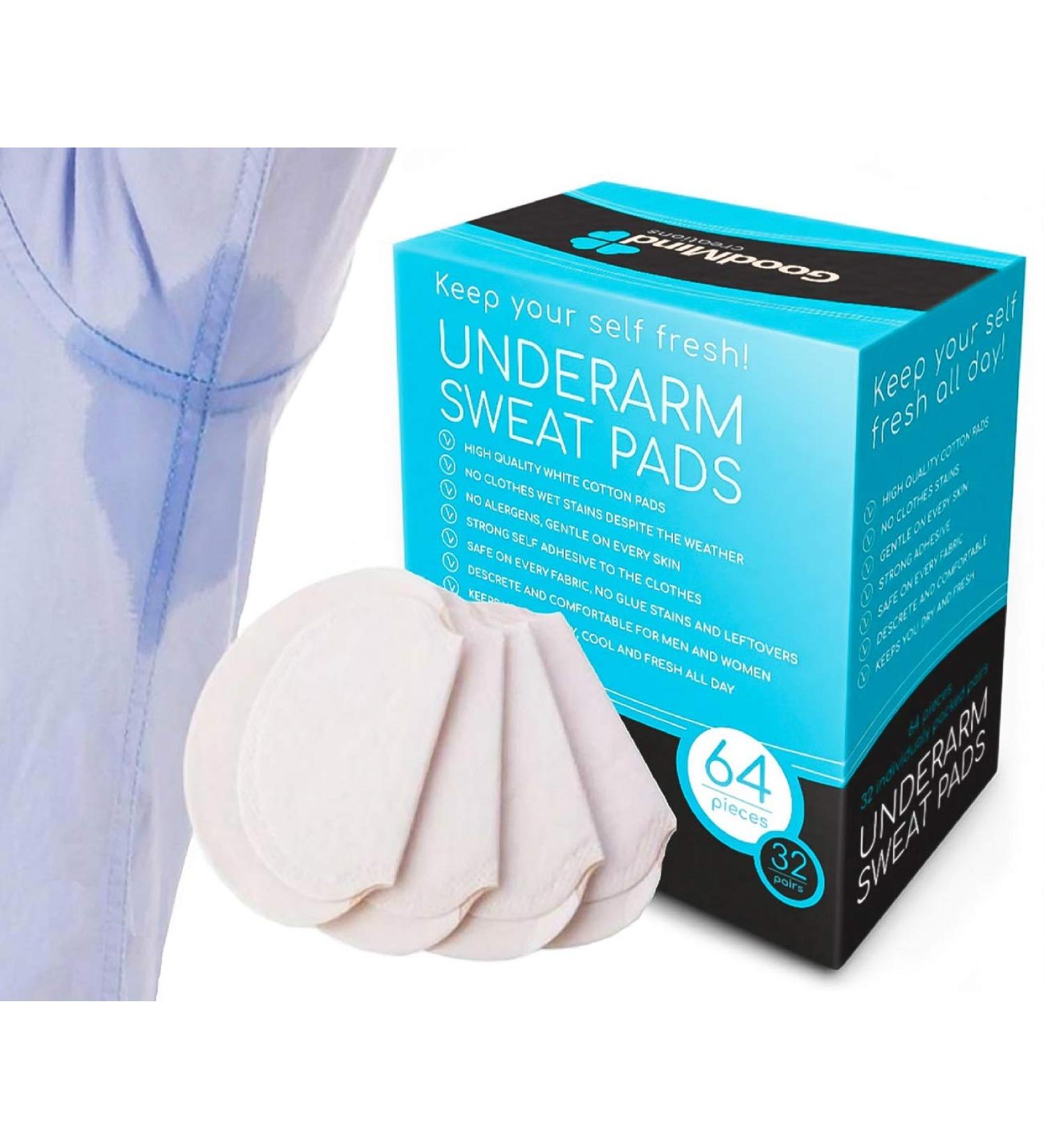 64pcs Underarm Sweat Pads - Fight Excessive Sweating and Stains - Disposable Cotton Pads (32 pairs) - Buy Online on GoSupps.com