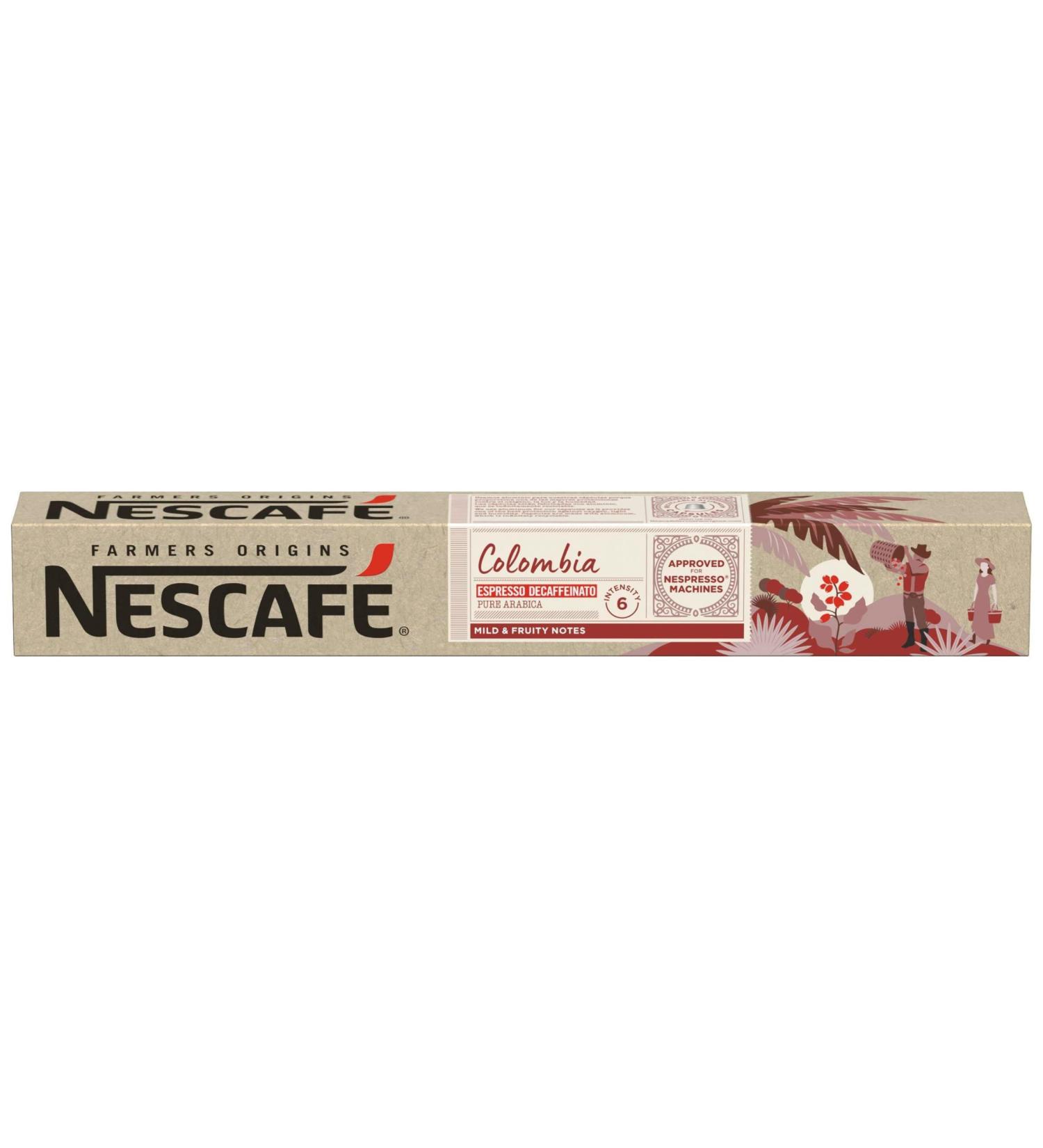 NESCAFE decaffeinated coffee peasant origins Colombia box of 10 capsules 53 g
